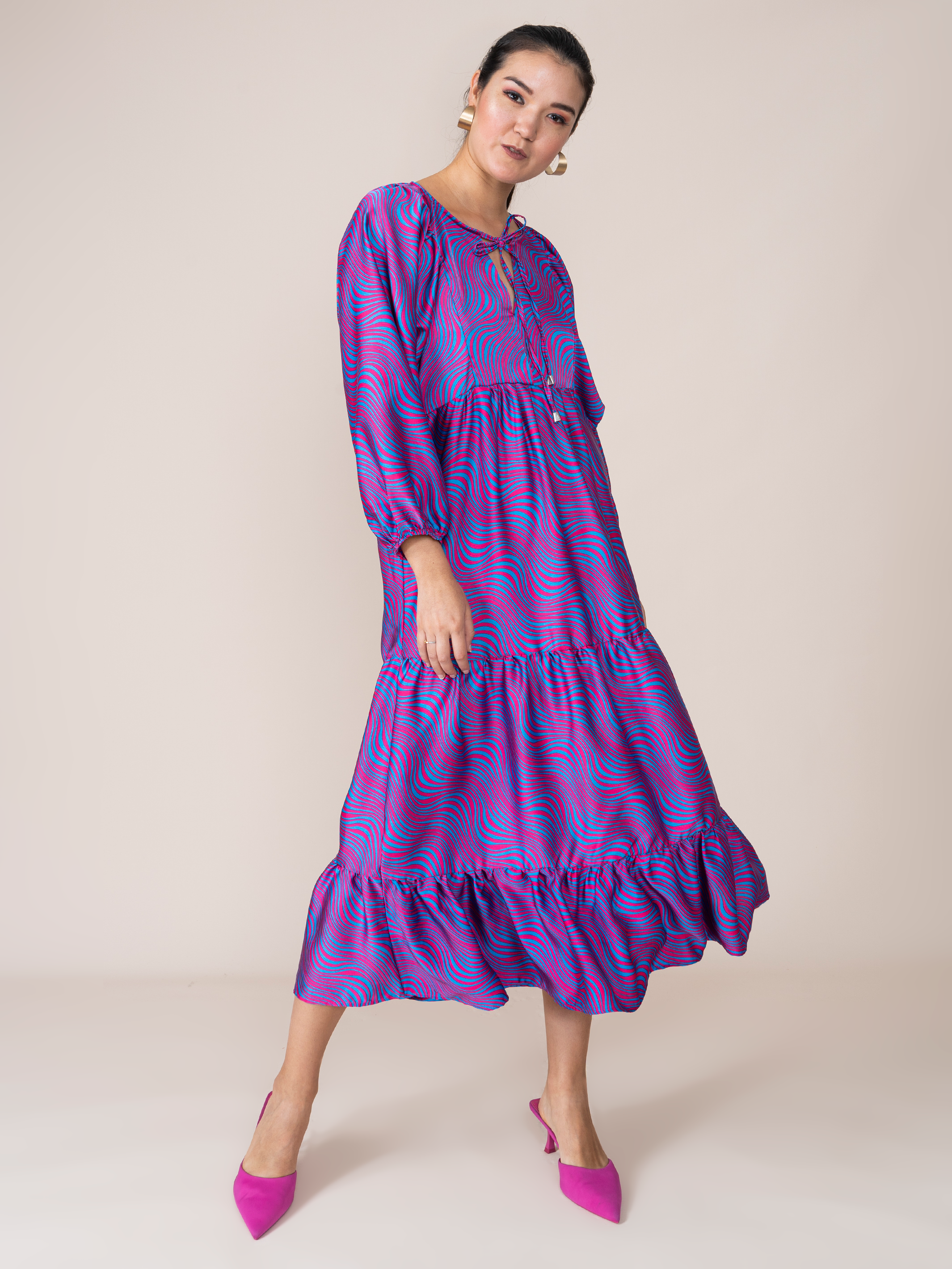 Vestido Lupe Azul/ Fucsia