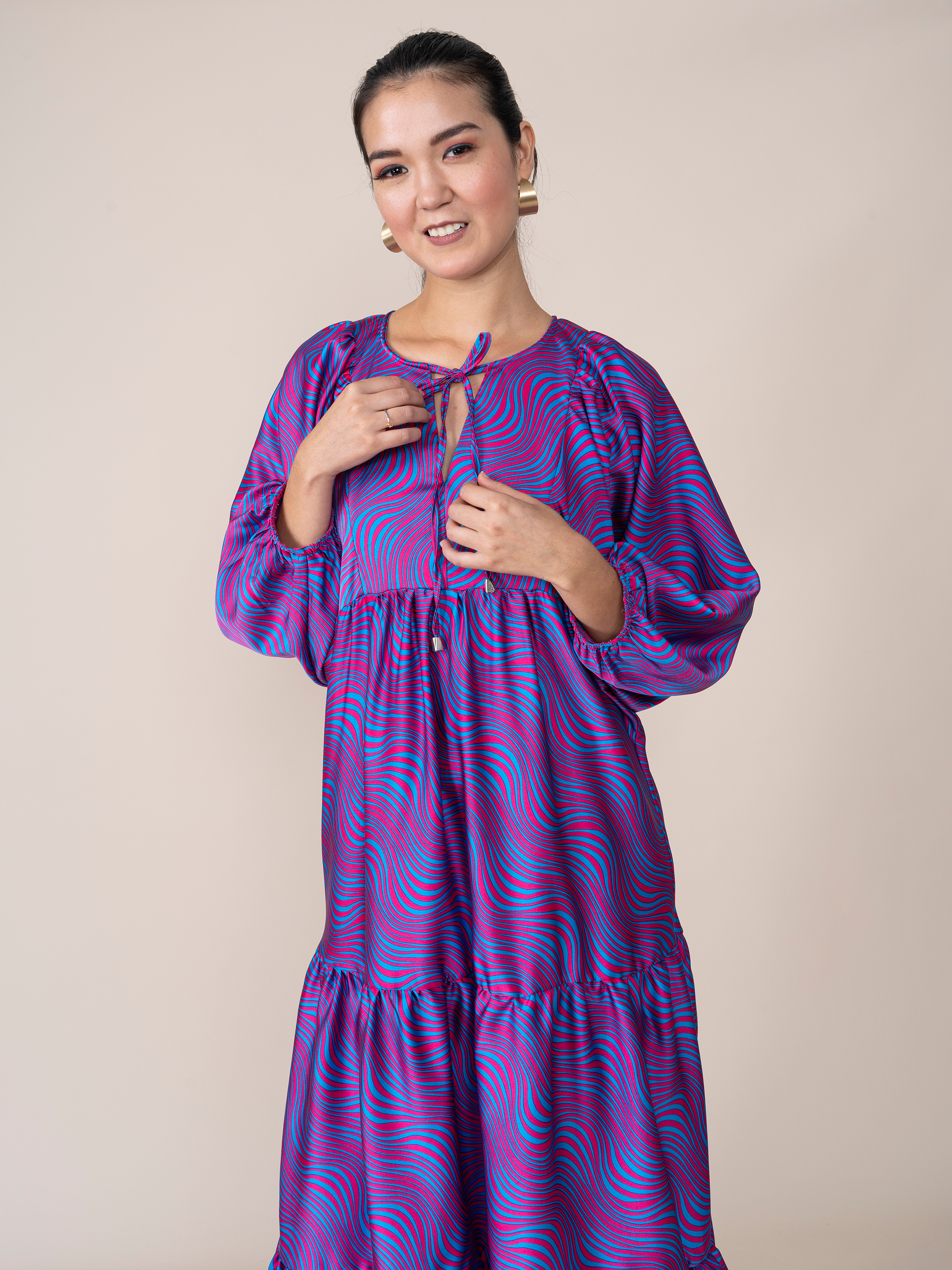 Vestido Lupe Azul/ Fucsia
