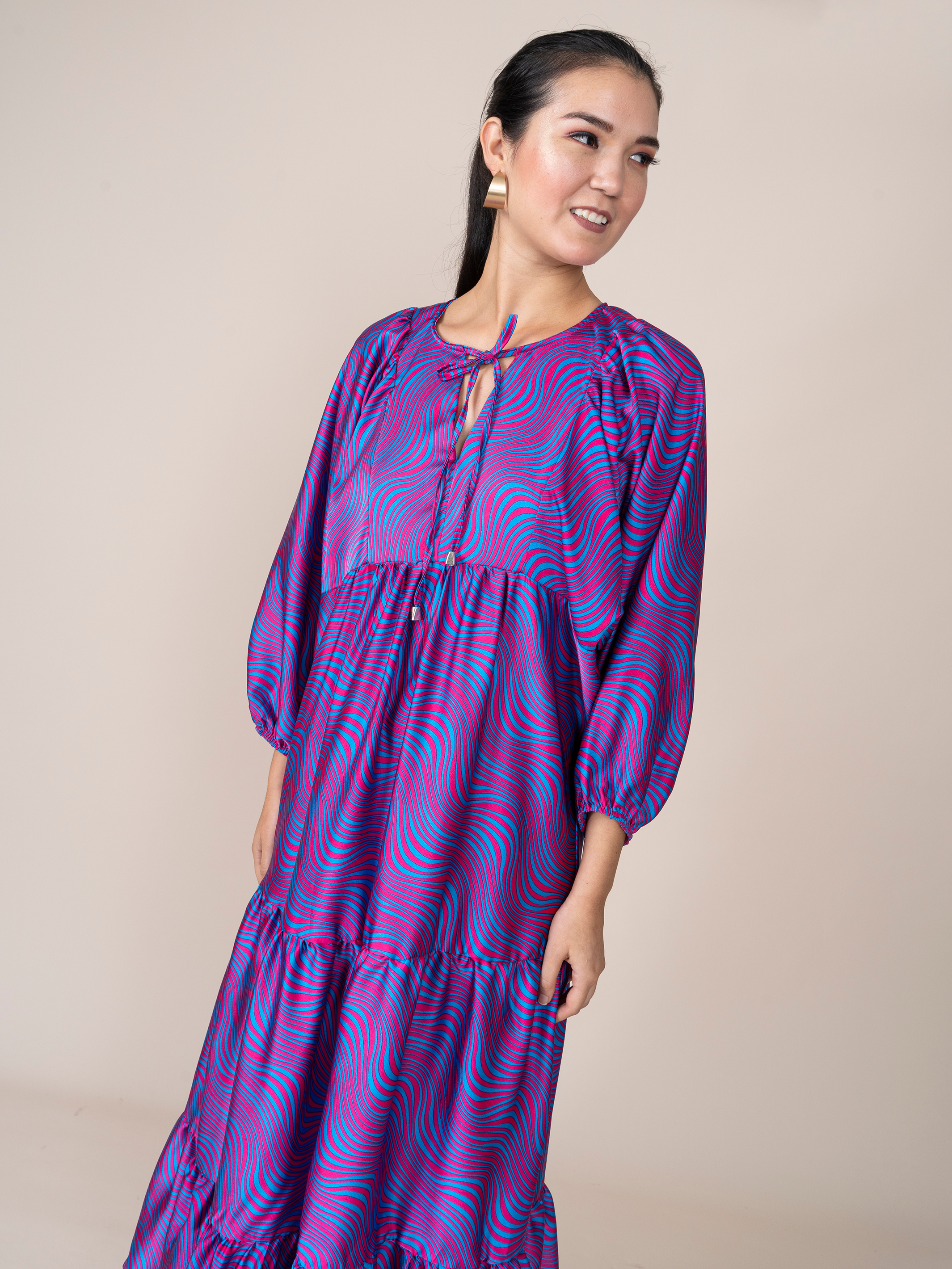 Vestido Lupe Azul/ Fucsia