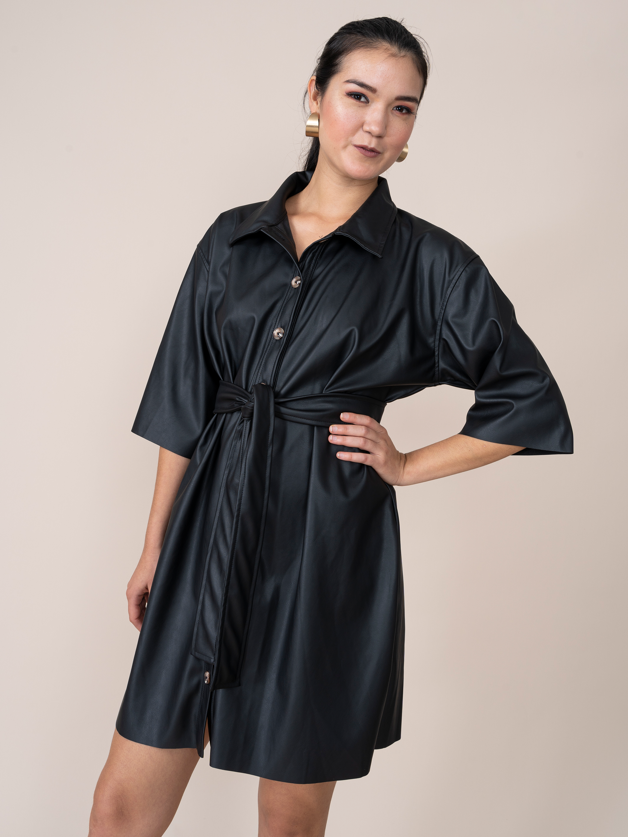 Vestido de Cuerina Alondra Negra