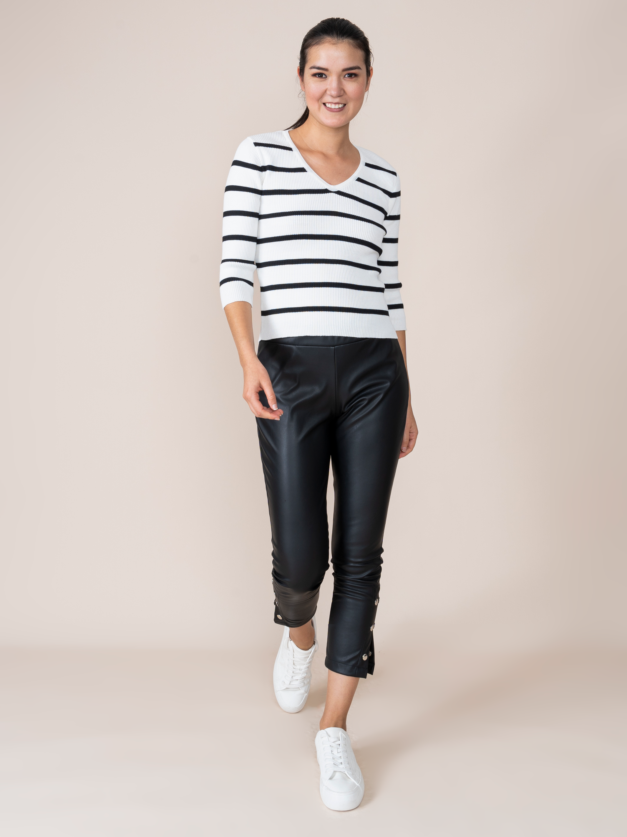 Sofia Woven V-Neck Polo