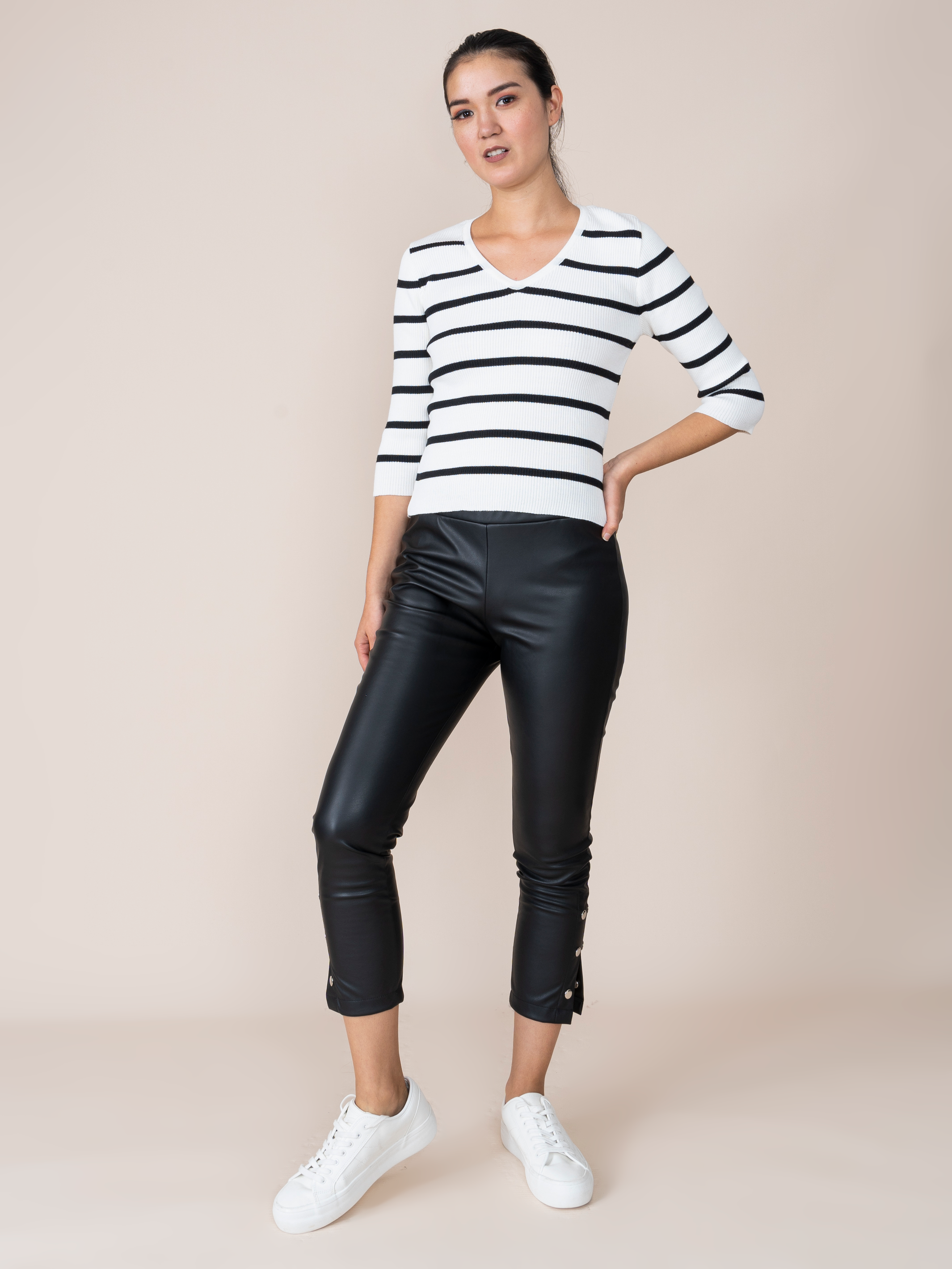 Sofia Woven V-Neck Polo