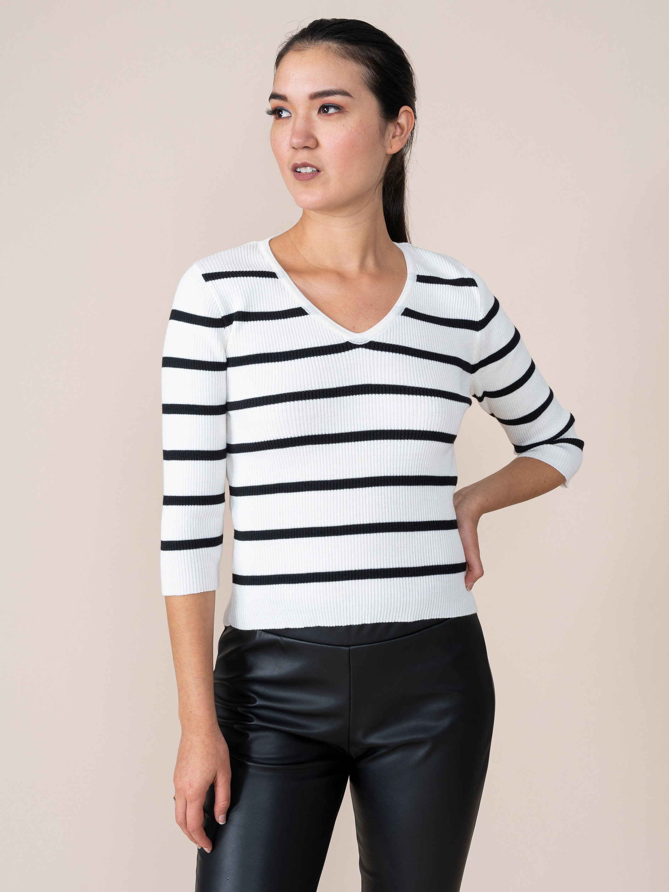Sofia Woven V-Neck Polo