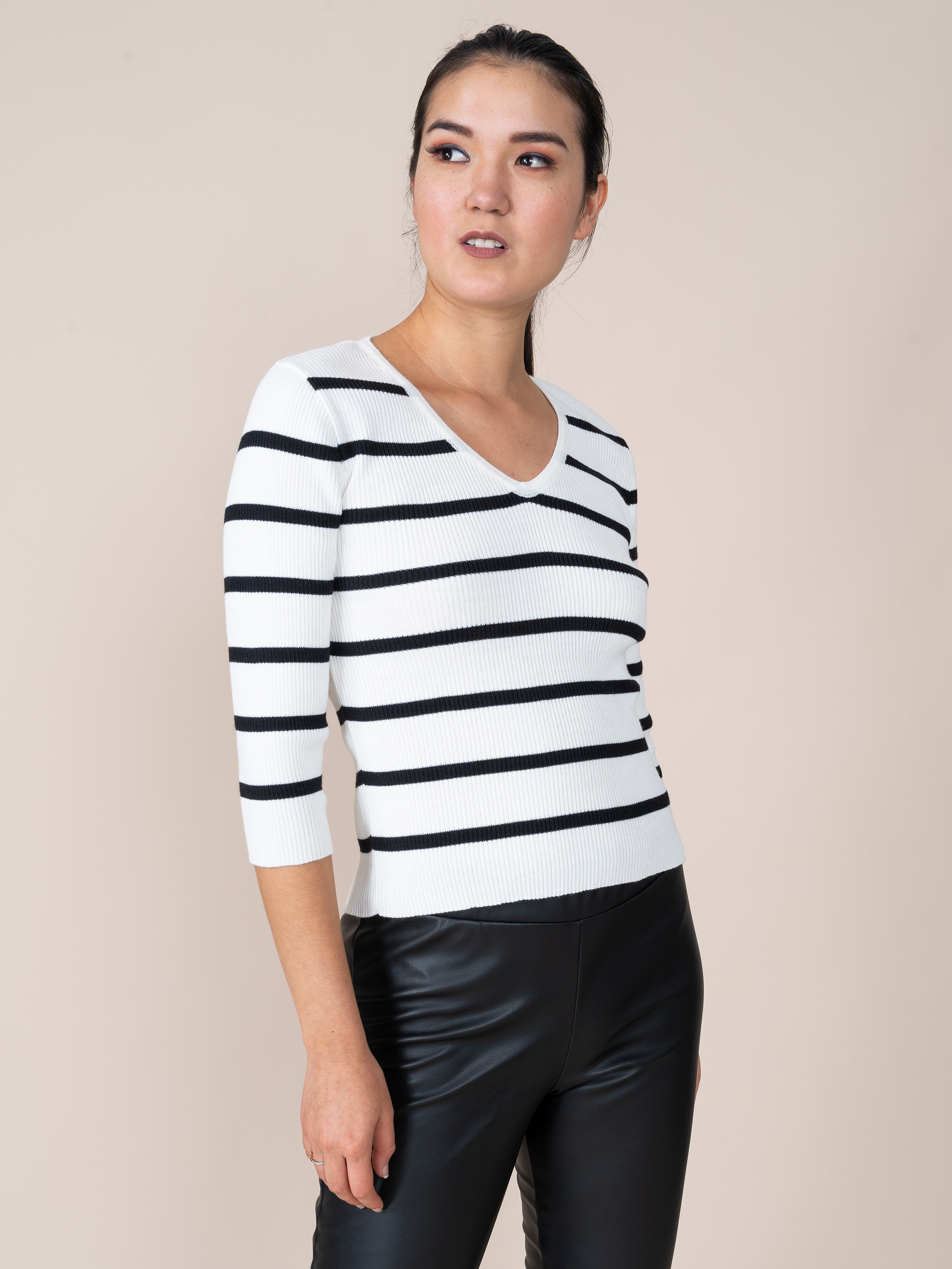 Sofia Woven V-Neck Polo