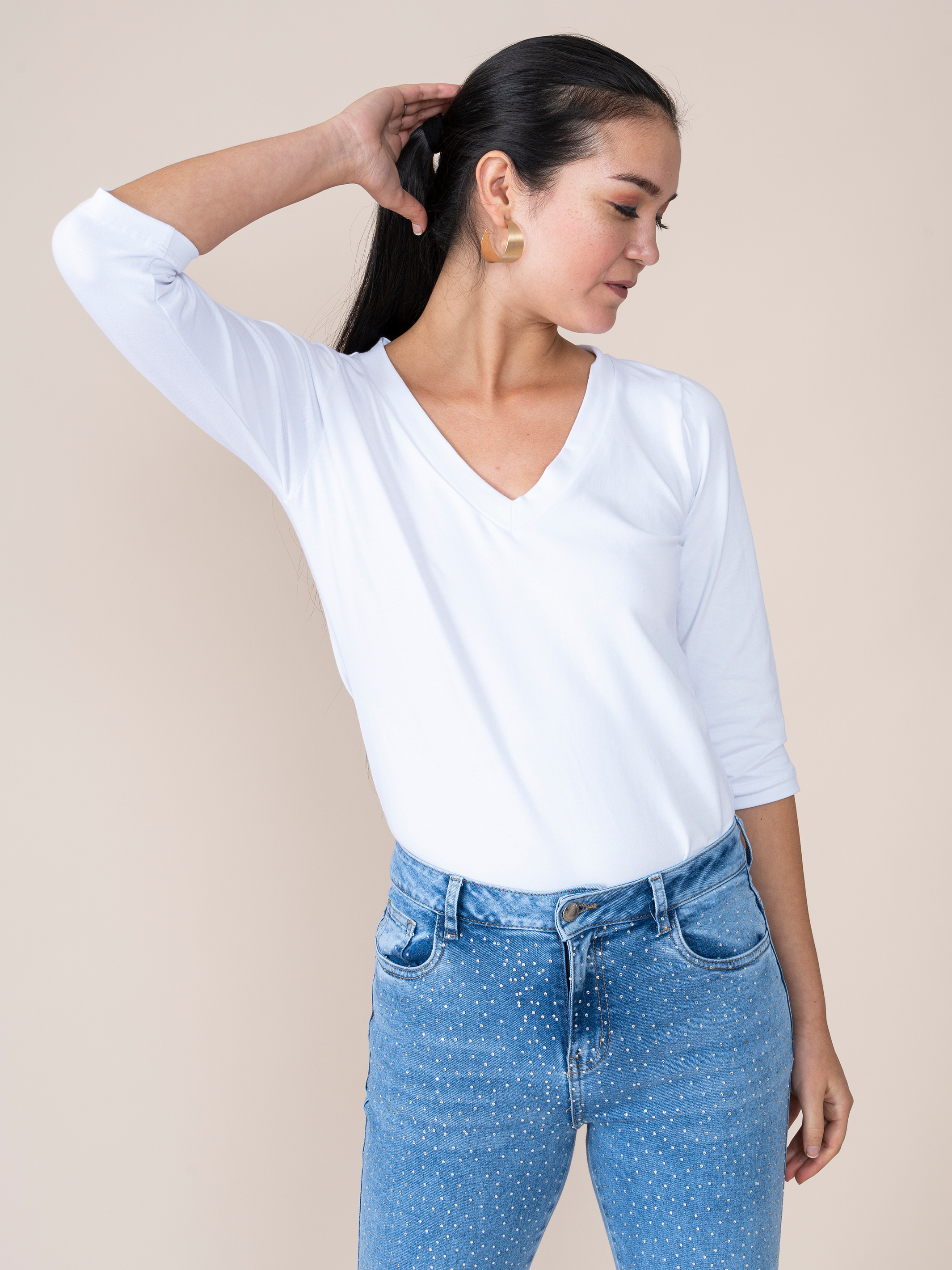 Body Basico Cuello V Blanco