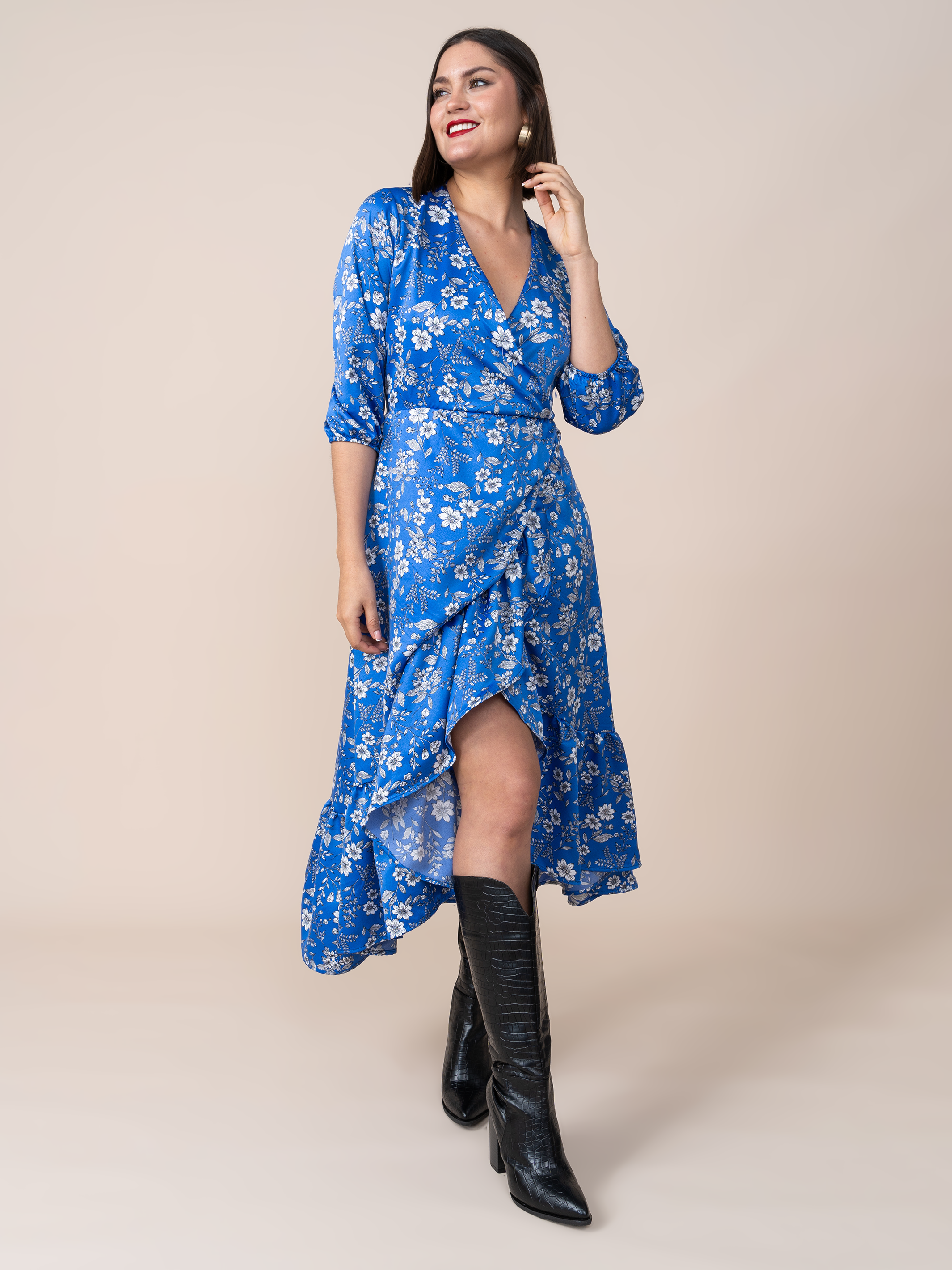Vestido Nicole Estampado Azul