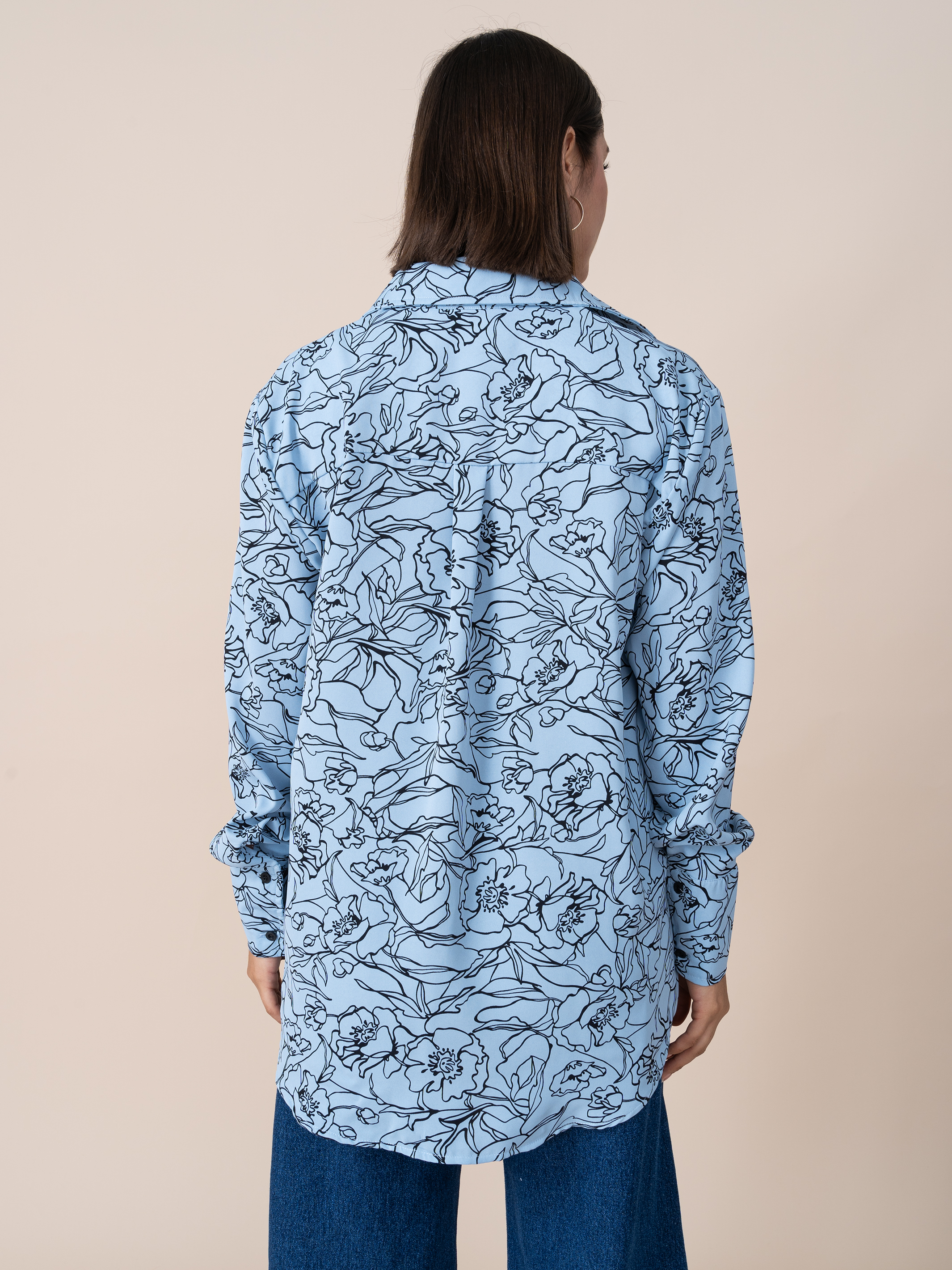 Blusa Lola Seda Estampada Celeste
