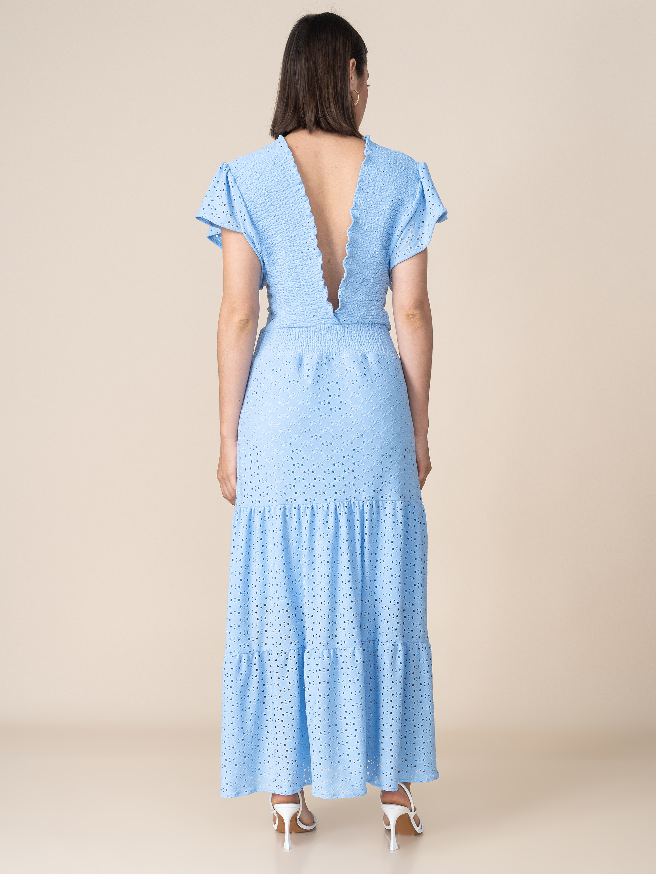 Vestido de Broderie Estela Celeste