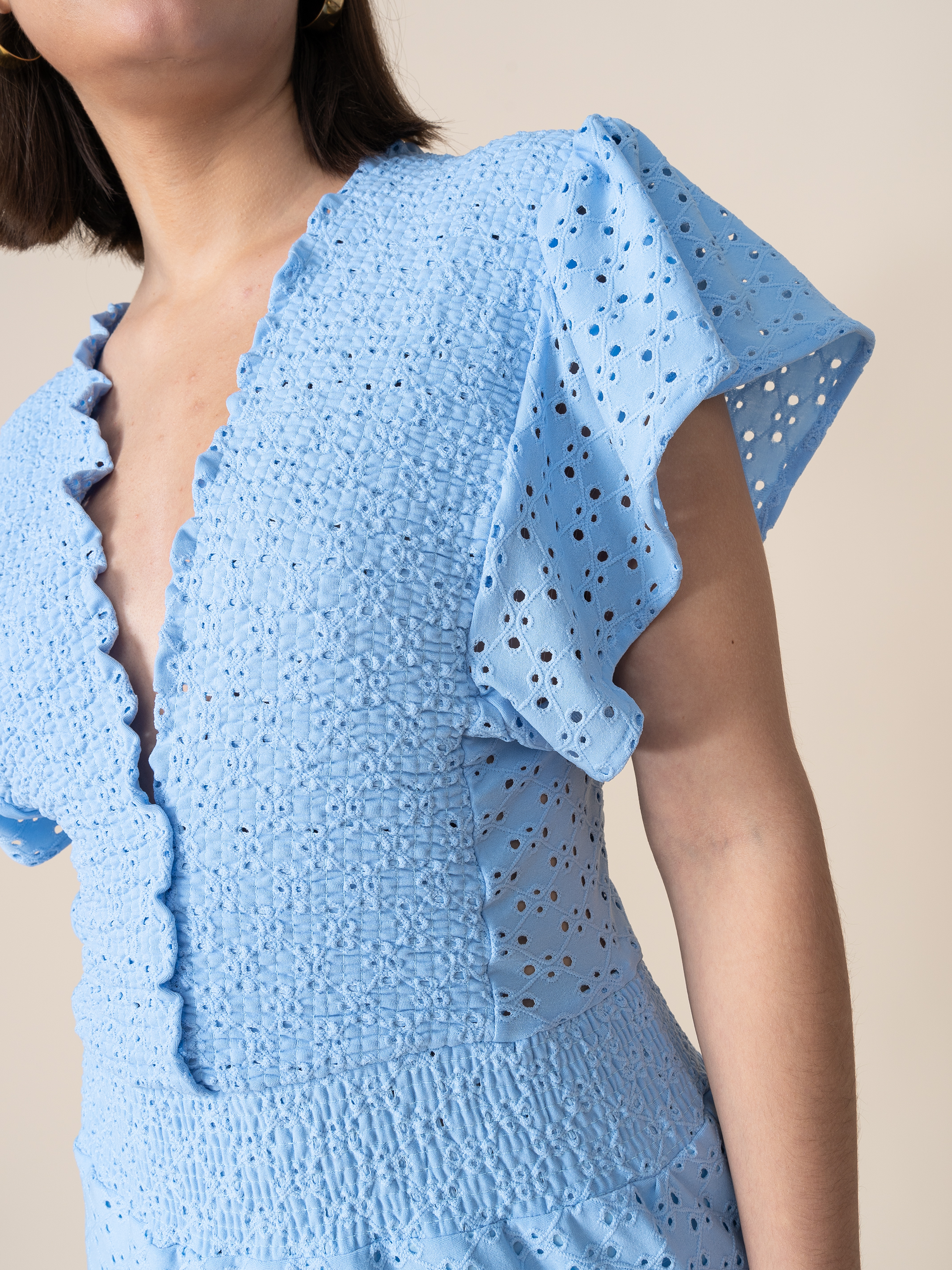 Vestido de Broderie Estela Celeste