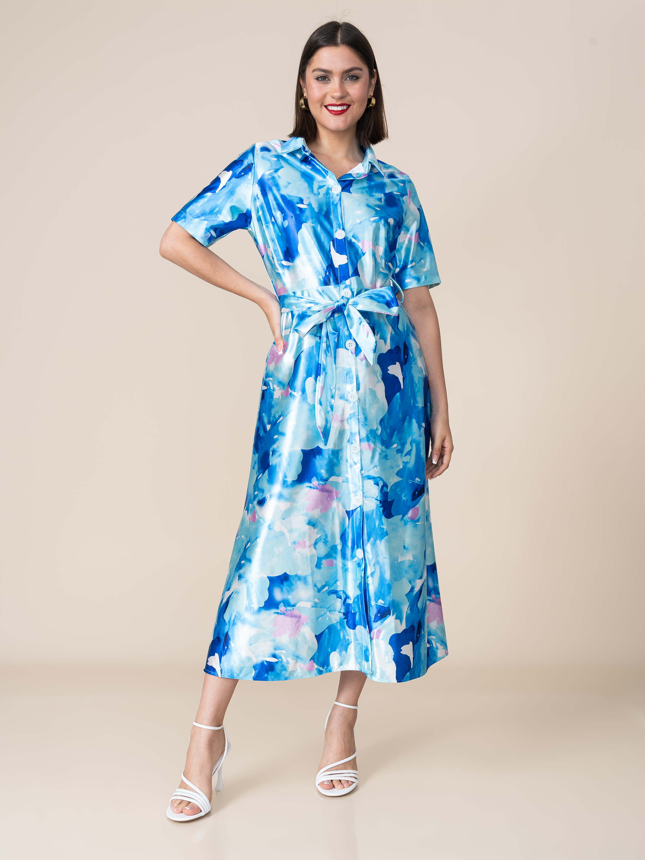 Vestido de Satin Tatiana Celeste