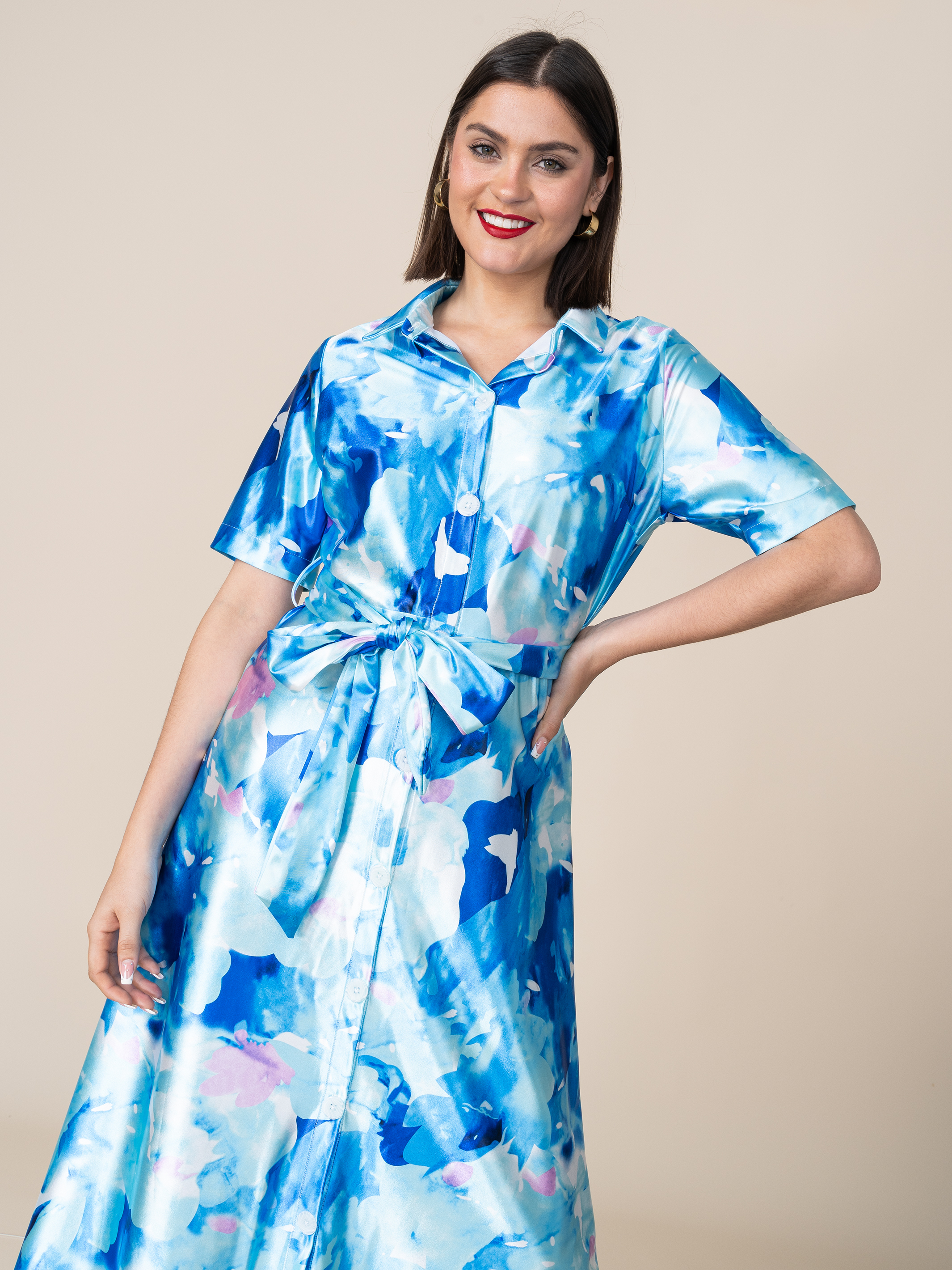 Vestido de Satin Tatiana Celeste