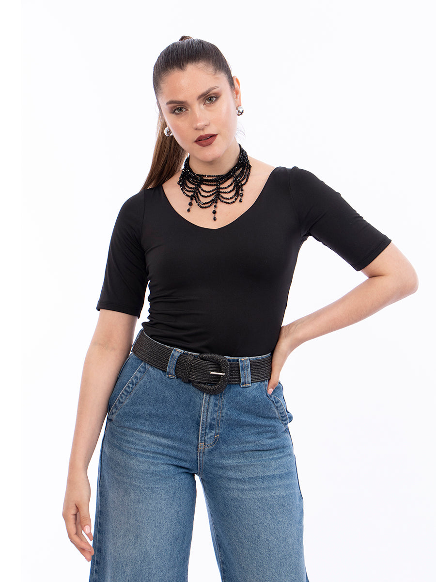 Body Básico Manga Corta Negro