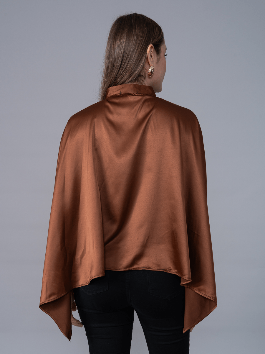 Blusa Cuadrada Café Seda - Blusa de La Matier