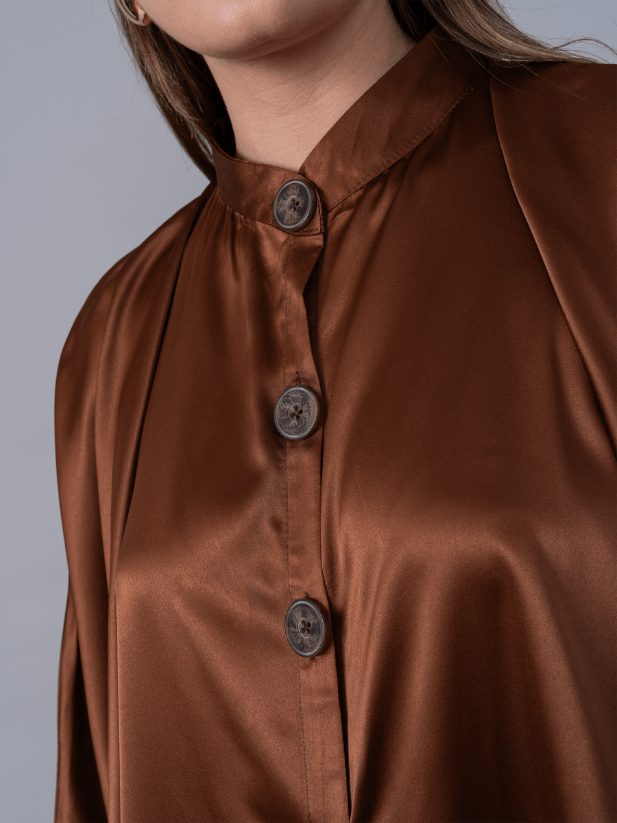 Blusa Cuadrada Café Seda - Blusa de La Matier