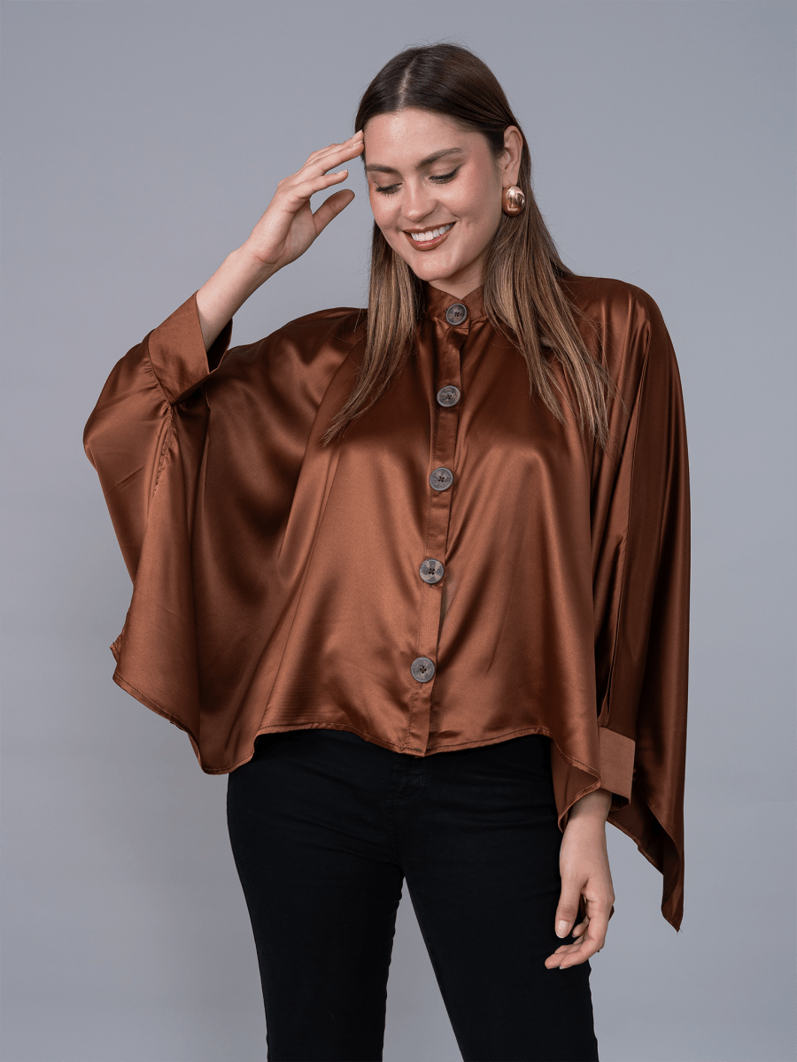 Blusa Cuadrada Café Seda - Blusa de La Matier