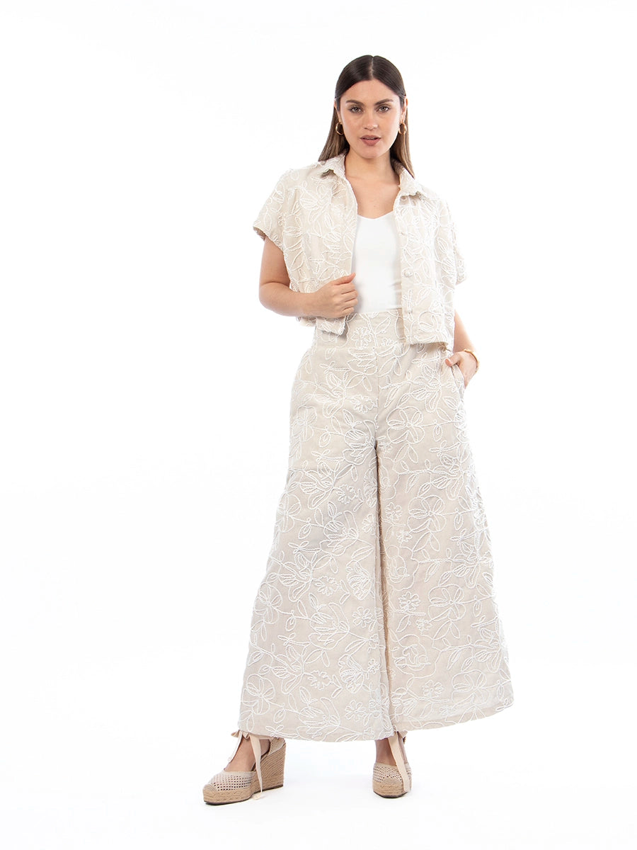 Camisa Bordada Naty Beige