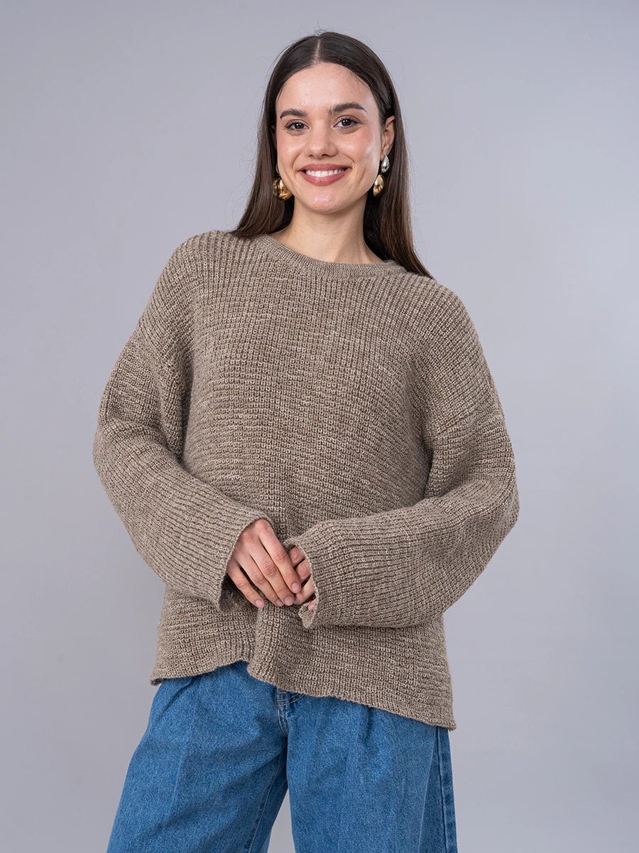 Chompa tejida en Alpaca Verde Oliva - Chompa de La Matier