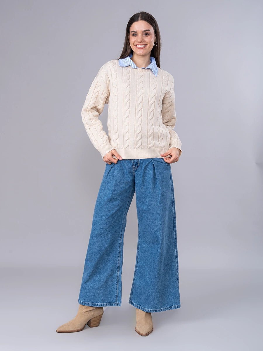 Chompa Tejida Frida Beige - Chompa de La Matier