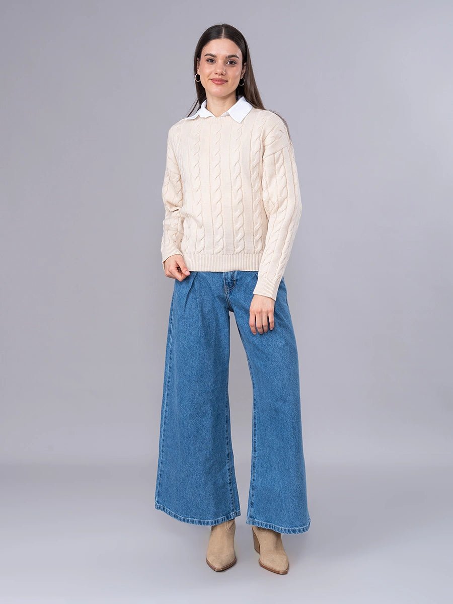 Chompa Tejida Frida Beige - Chompa de La Matier