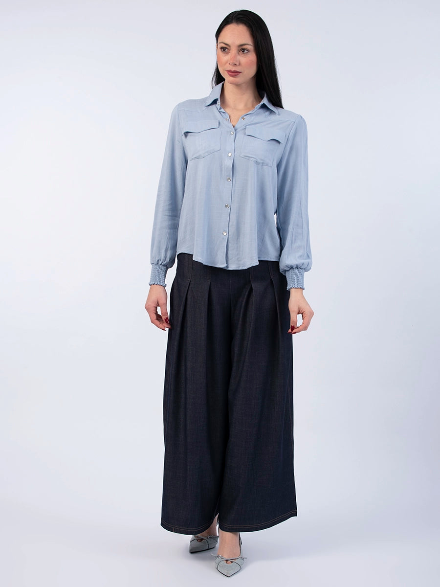 Palazzo Chambray Azul Oscuro
