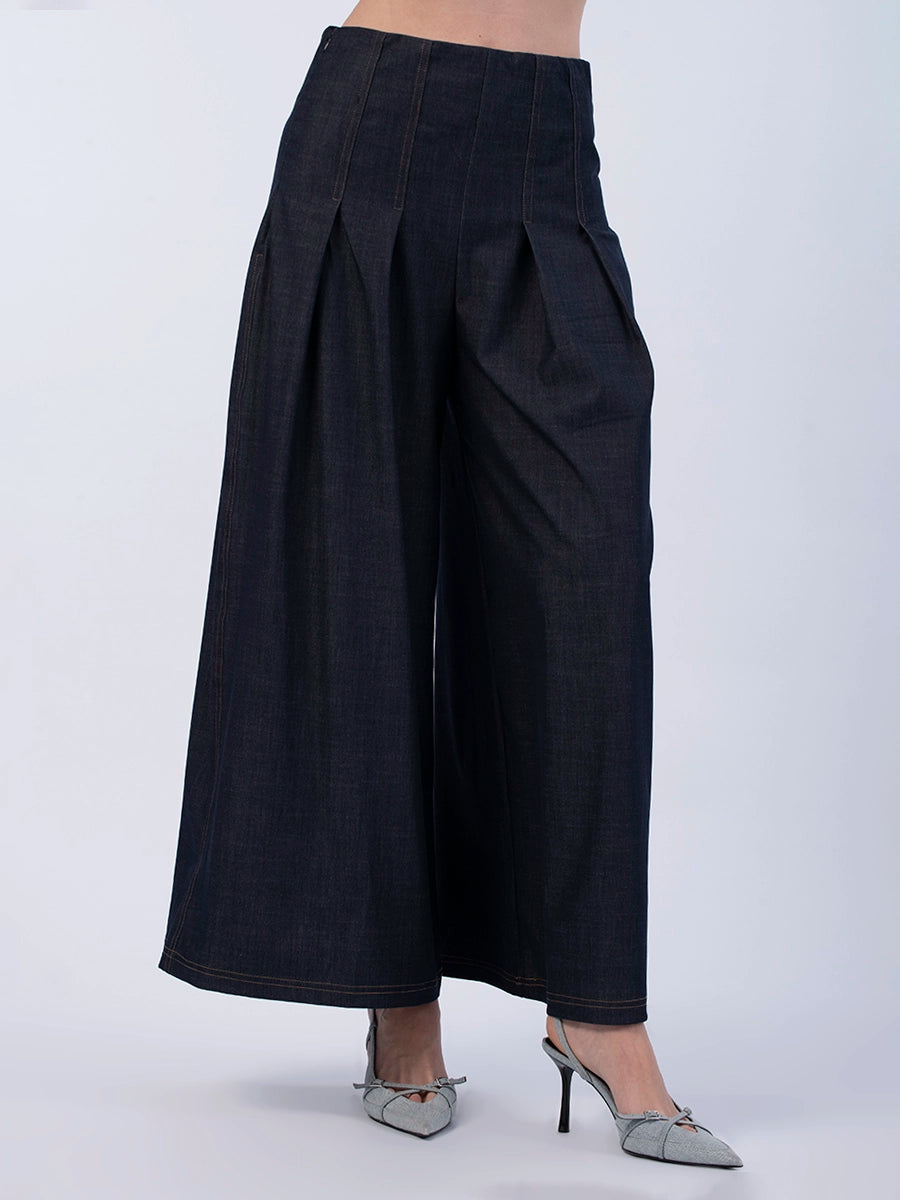 Palazzo Chambray Azul Oscuro