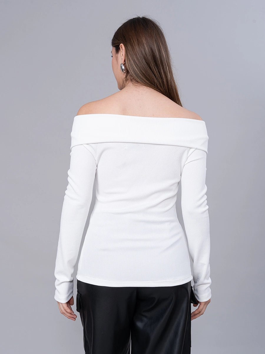 Polo Off Shoulder Blanco Manga Larga - Polo de La Matier