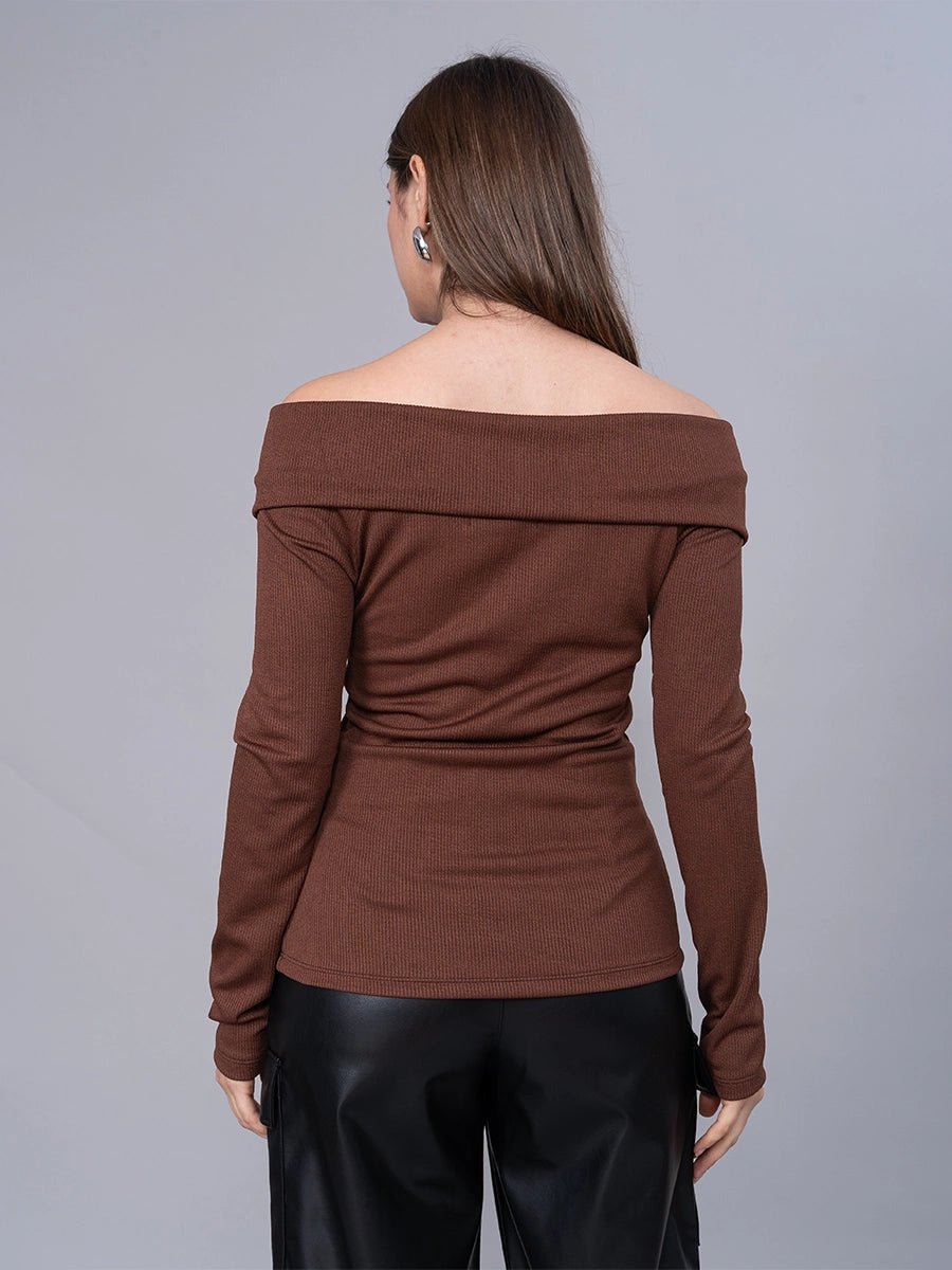 Polo Off Shoulder Chocolate Manga Larga - Polo de La Matier