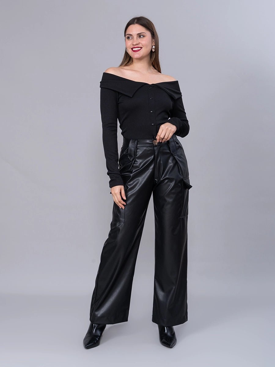 Polo Off Shoulder Negro Manga Larga - Polo de La Matier
