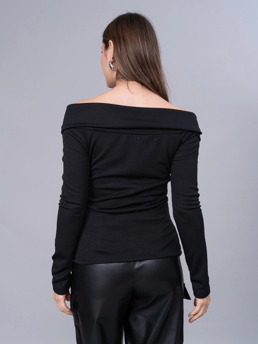 Polo Off Shoulder Negro Manga Larga - Polo de La Matier