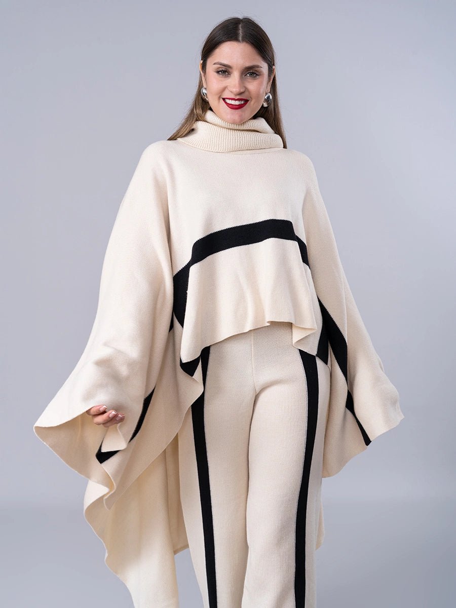 Poncho Tejido Tina Crema - Abrigo de La Matier