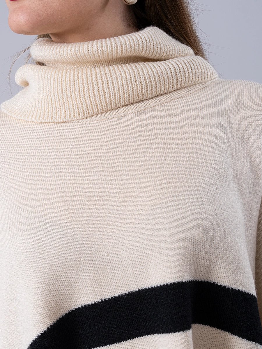 Poncho Tejido Tina Crema - Abrigo de La Matier