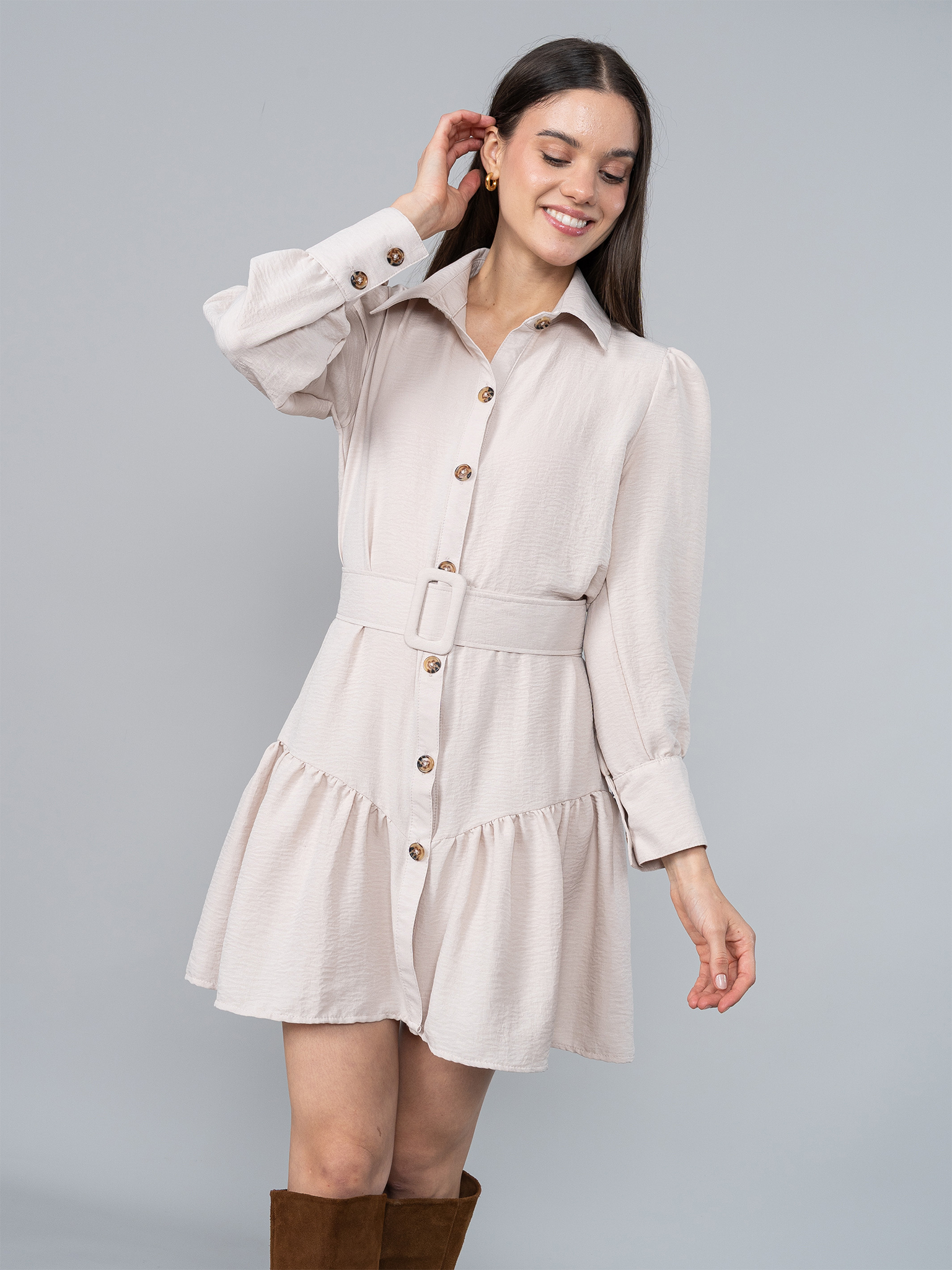 Vestido Alba 2.0 Beige en Chalis