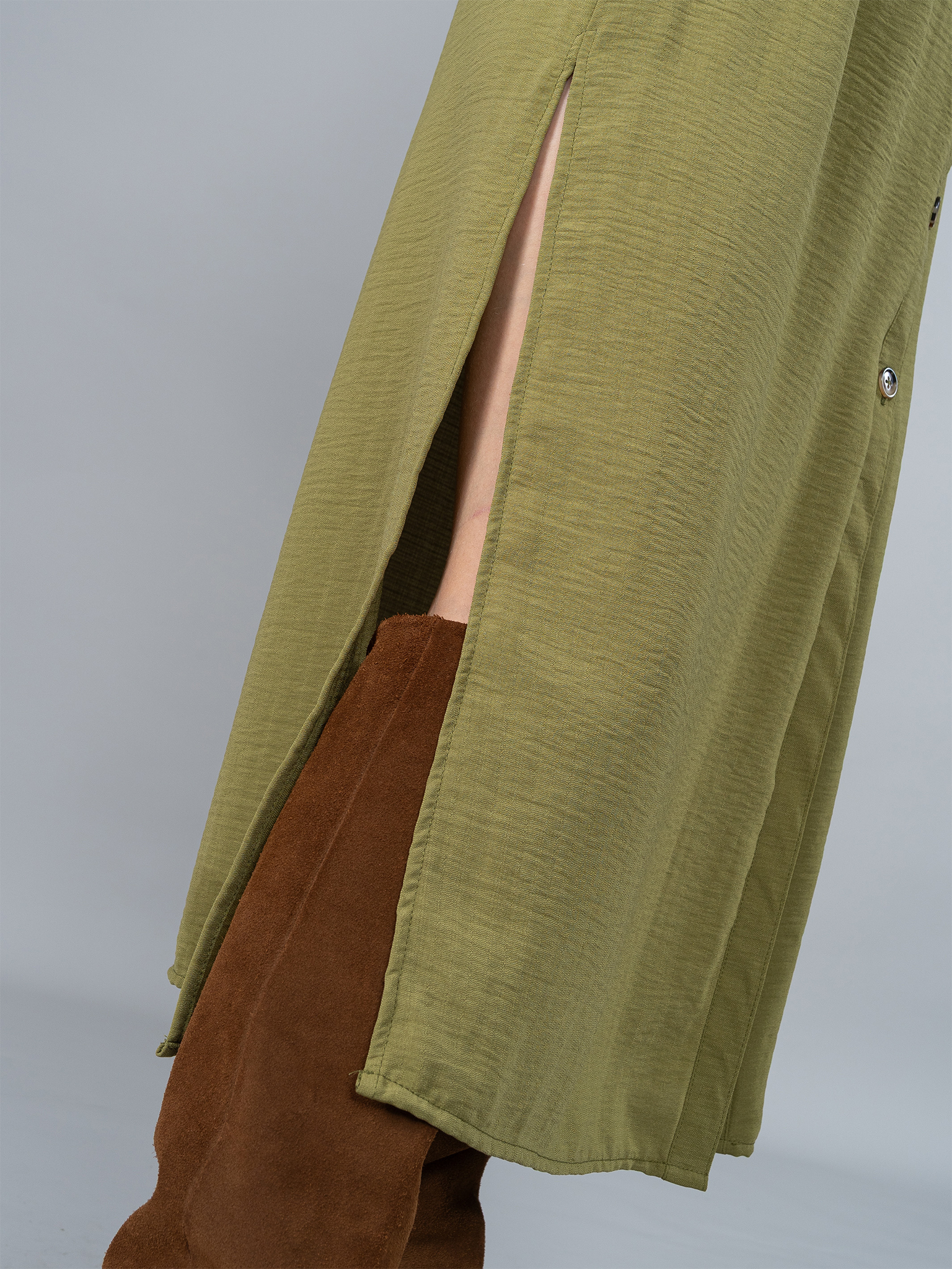 Vestido Camisero Isa Verde en Lino