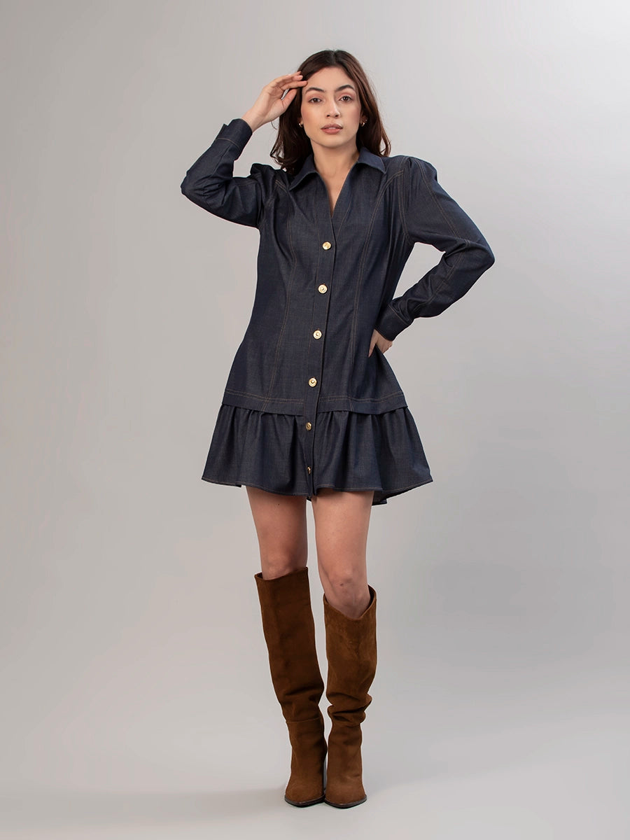 Vestido Chambray Azul Oscuro Valentina