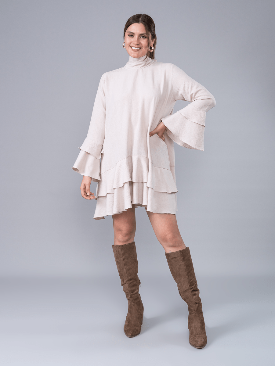 Vestido Corto Emilia Beige - Vestido de La Matier