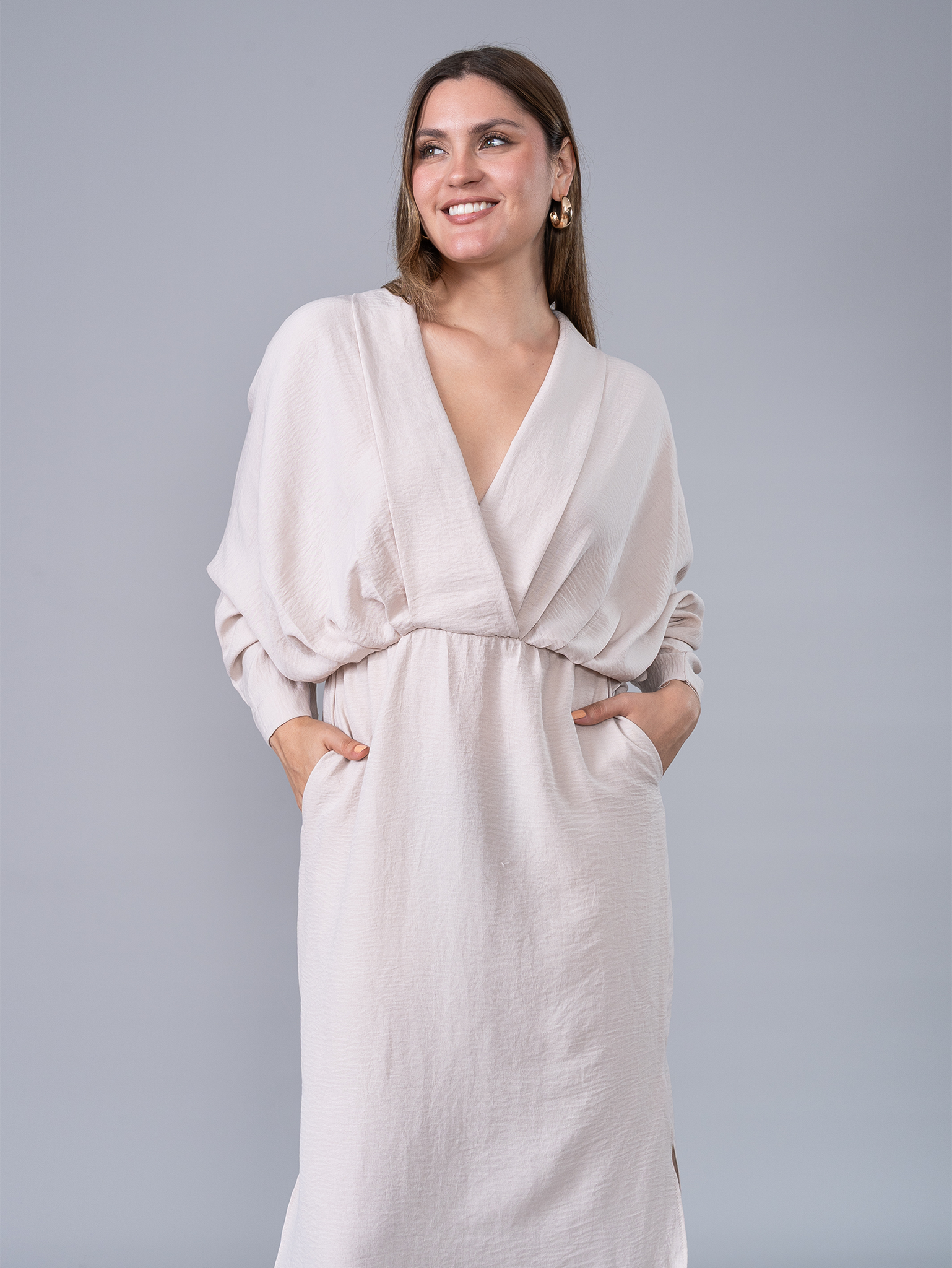 Vestido Largo Delia Beige