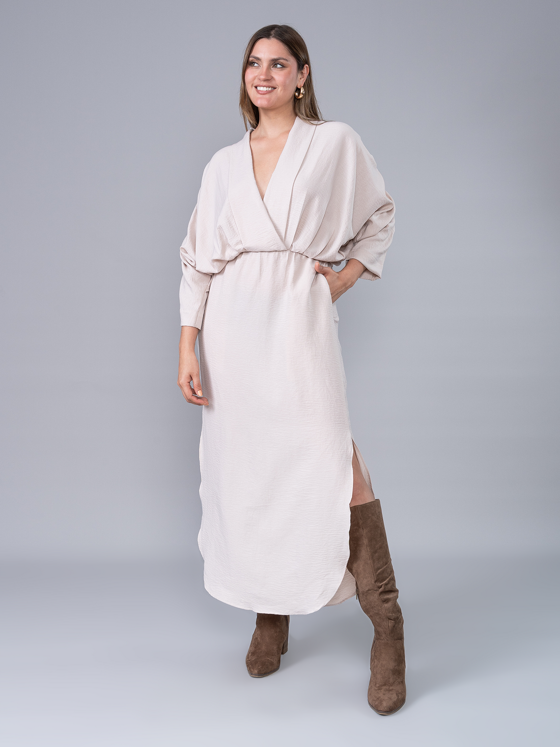 Vestido Largo Delia Beige