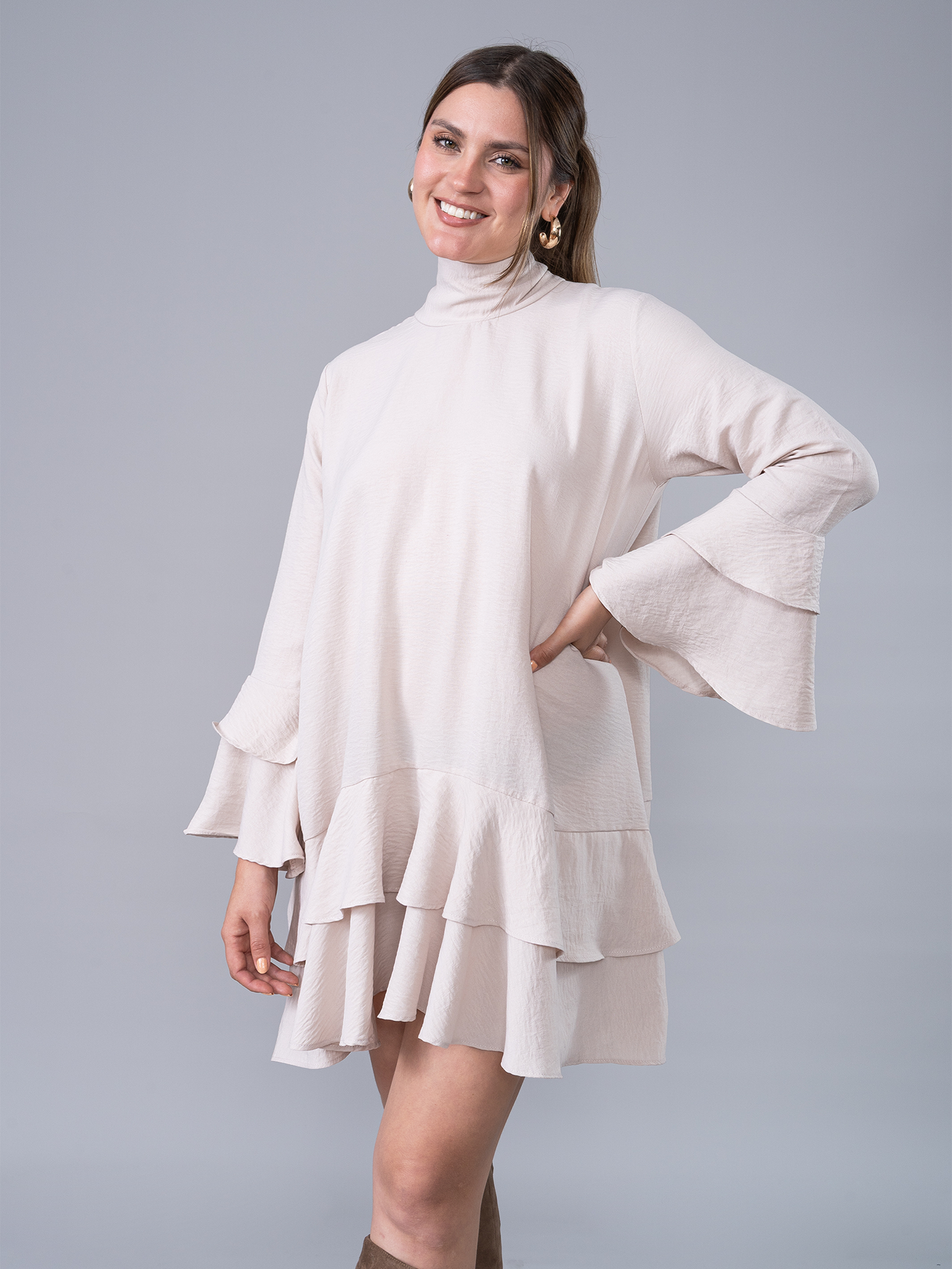 Vestido Corto Emilia Beige
