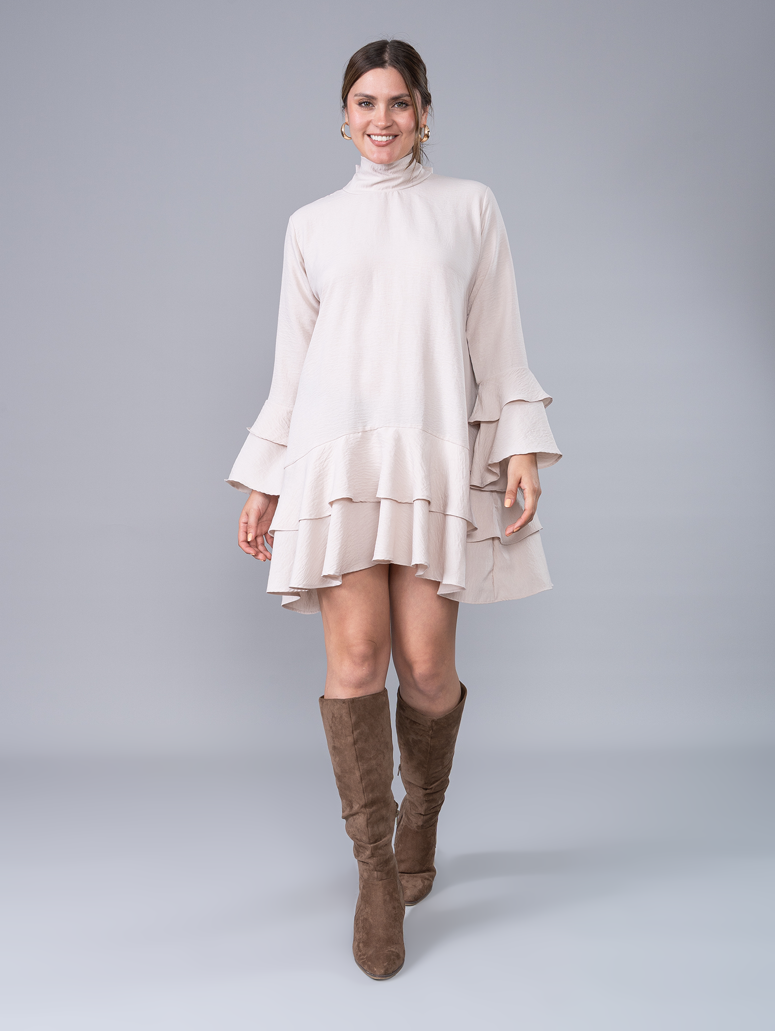 Vestido Corto Emilia Beige