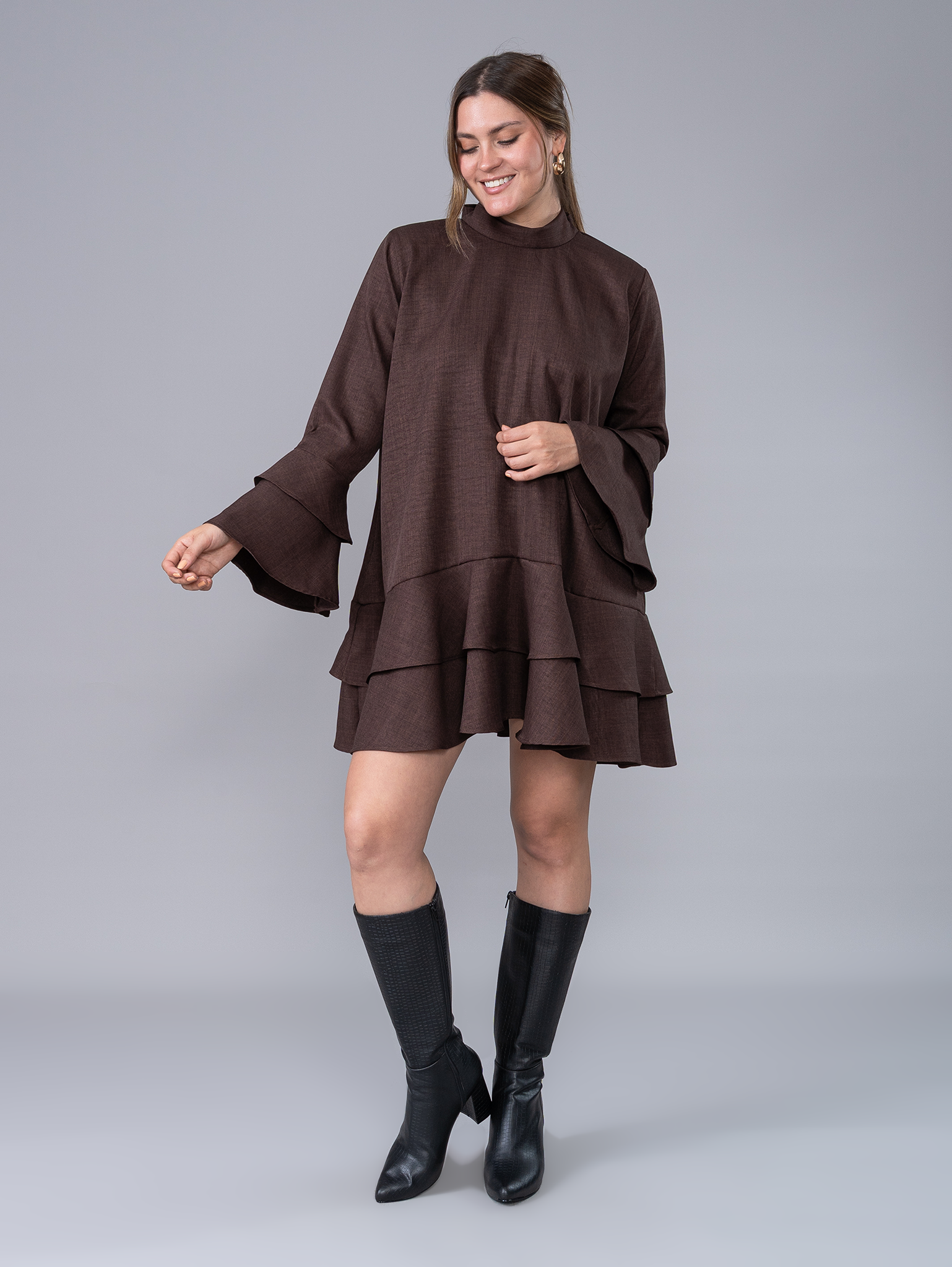 Vestido Corto Emilia Marrón