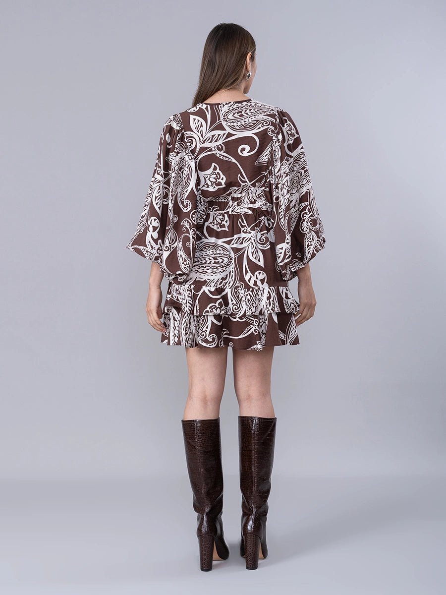 Vestido Irene Estampado Marrón - Vestido de La Matier