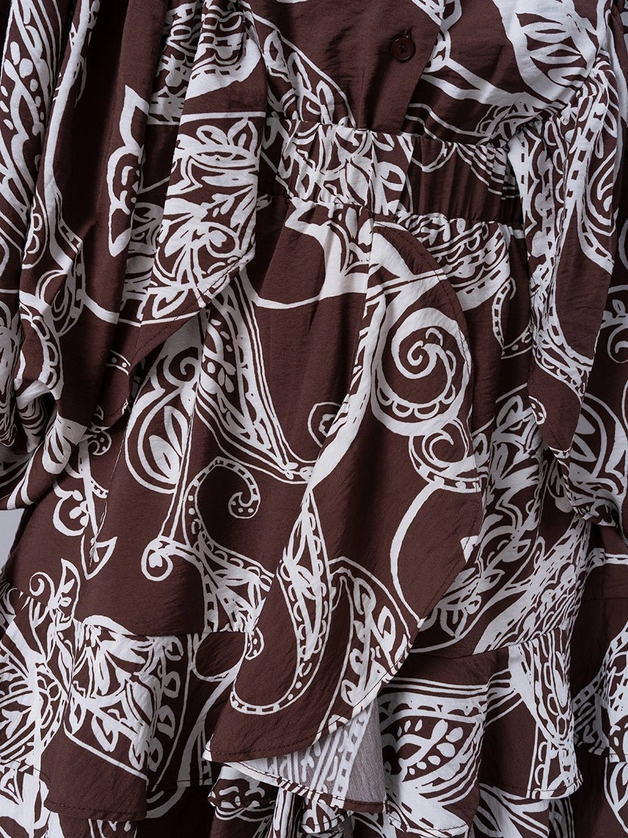 Vestido Irene Estampado Marrón - Vestido de La Matier