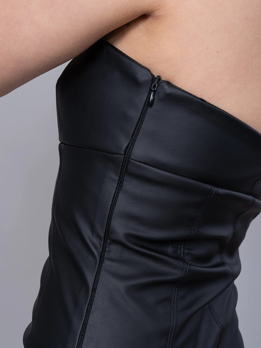 Vestido Marieta Efecto Piel Negro - Vestido de La Matier