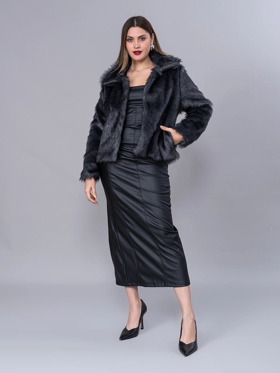 Vestido Marieta Efecto Piel Negro - Vestido de La Matier
