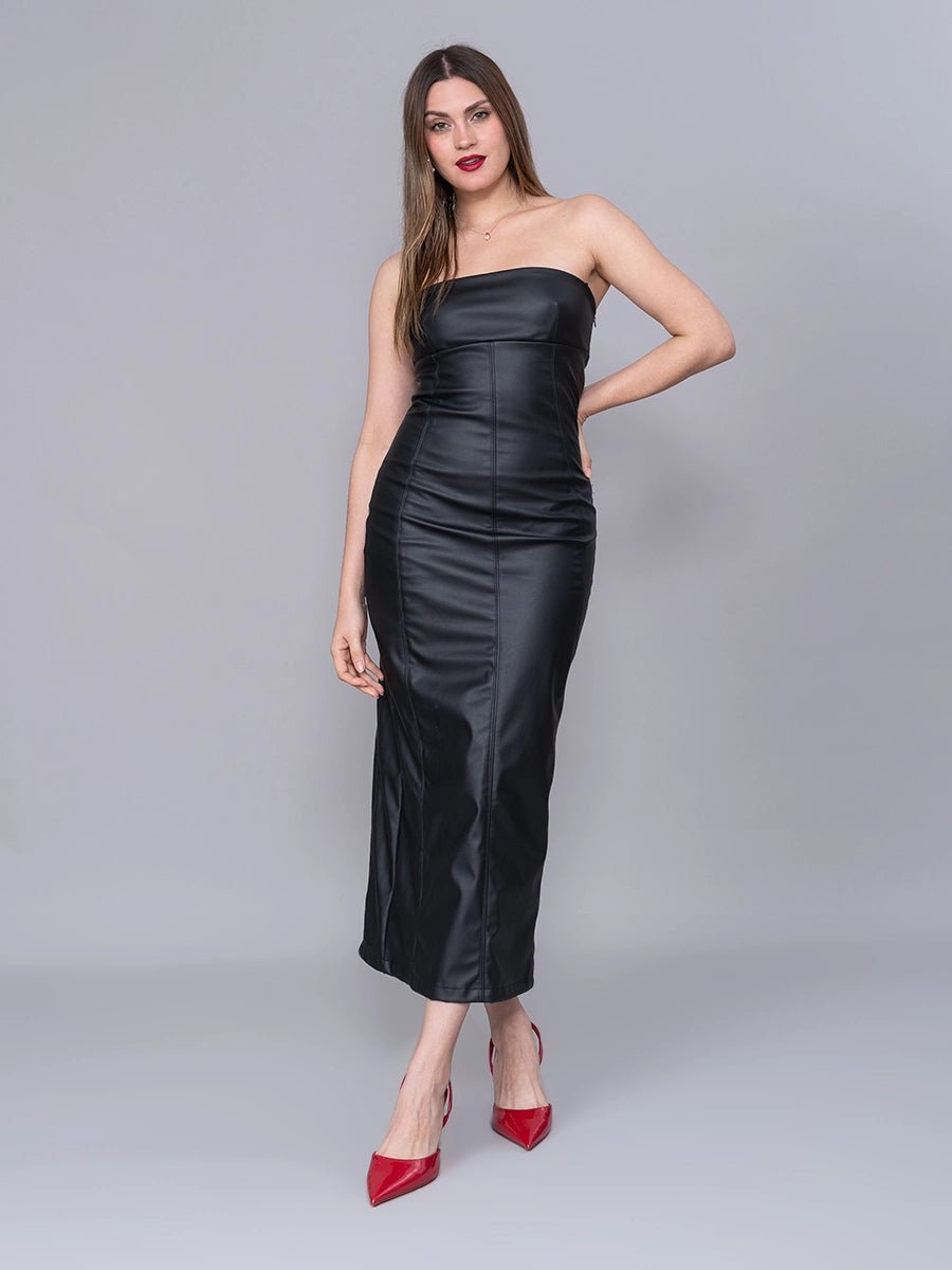 Vestido Marieta Efecto Piel Negro - Vestido de La Matier