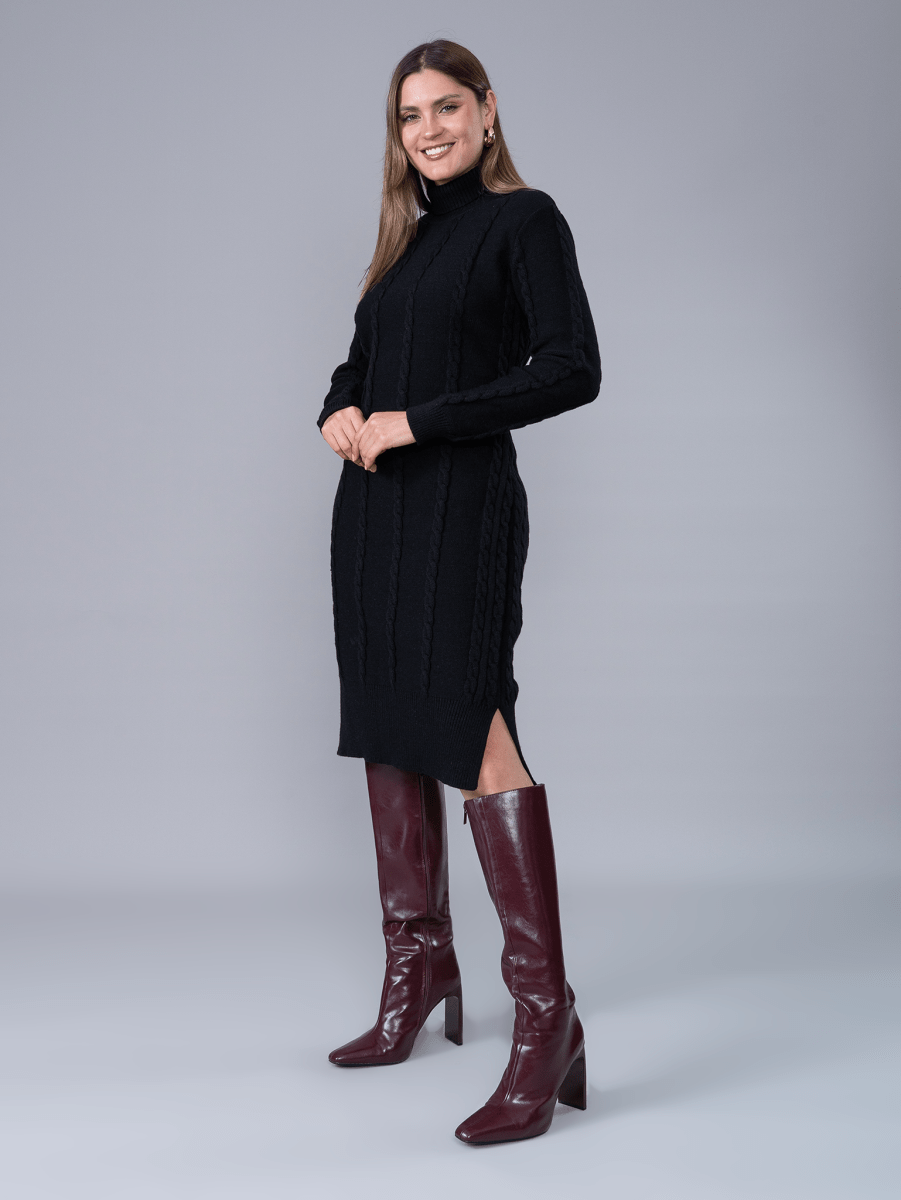 Vestido Tejido Silvana Negro - Vestido de La Matier