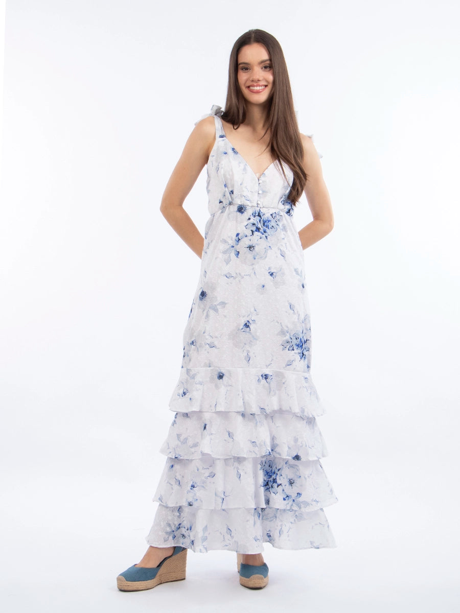 Vestido Micaela Flores Celeste