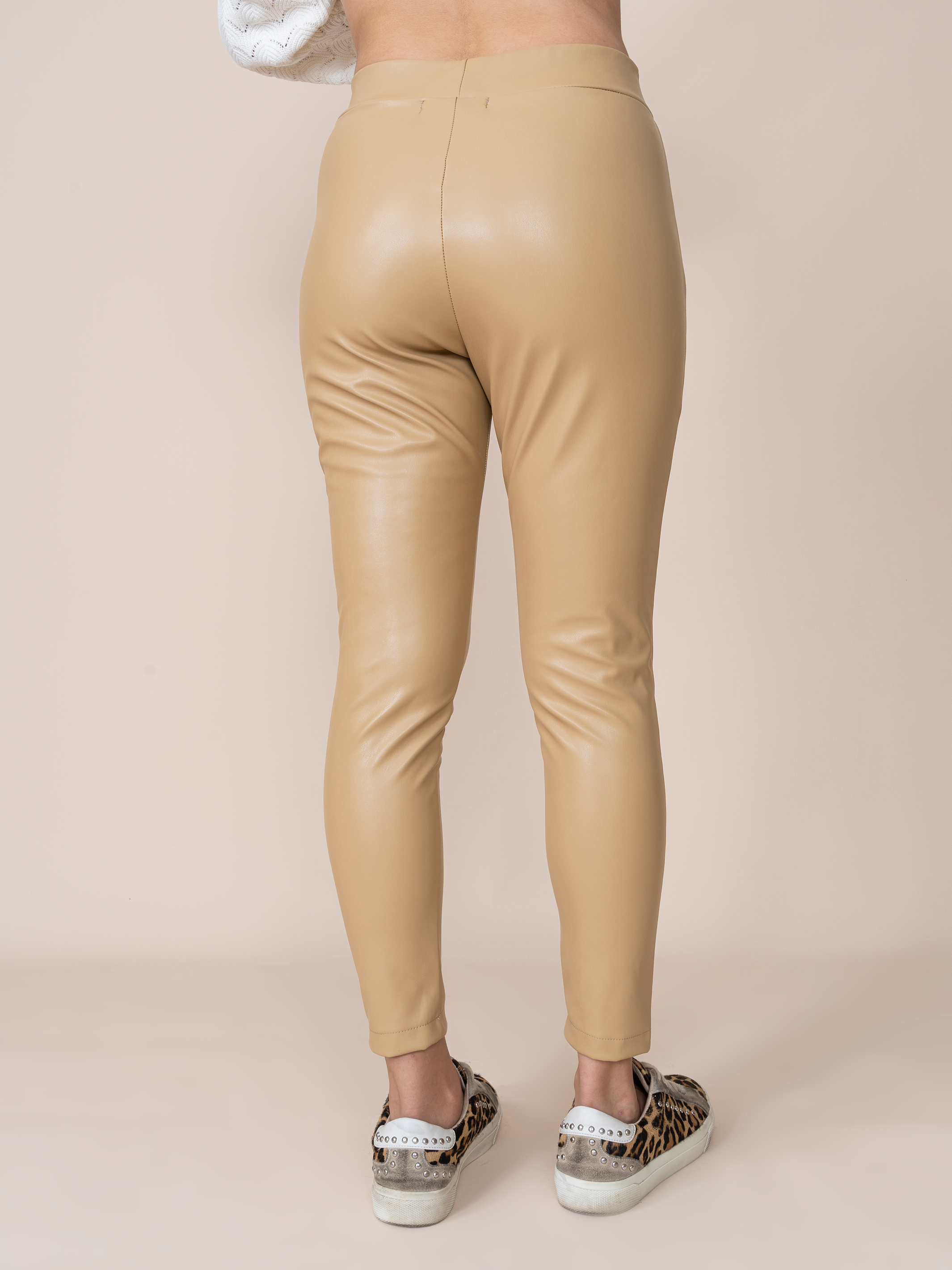 Leatherette Leggings Xime Beige