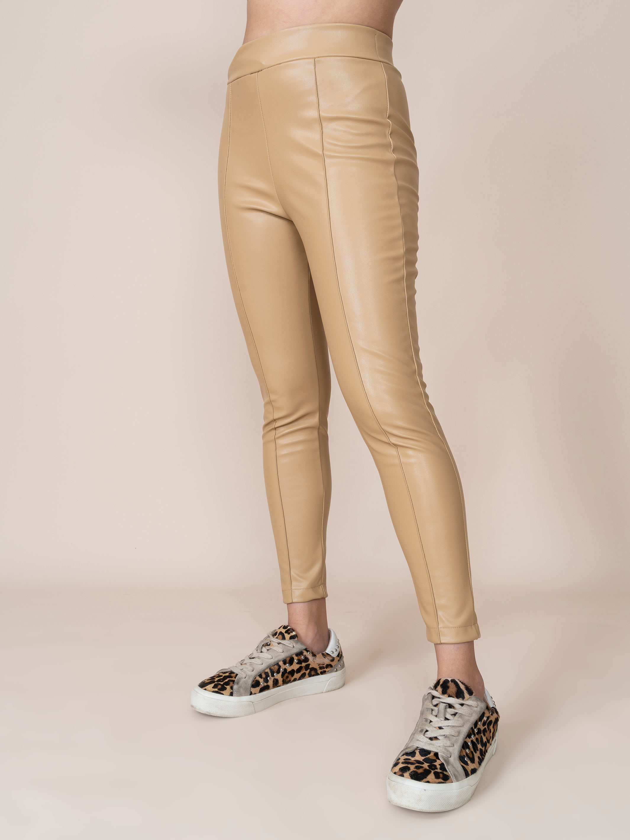 Leatherette Leggings Xime Beige