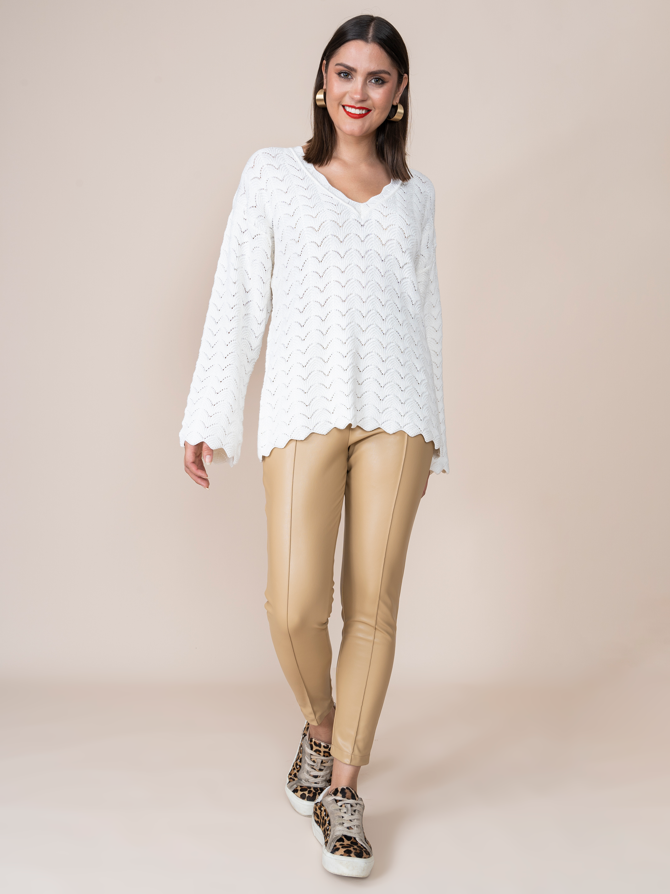 Leatherette Leggings Xime Beige